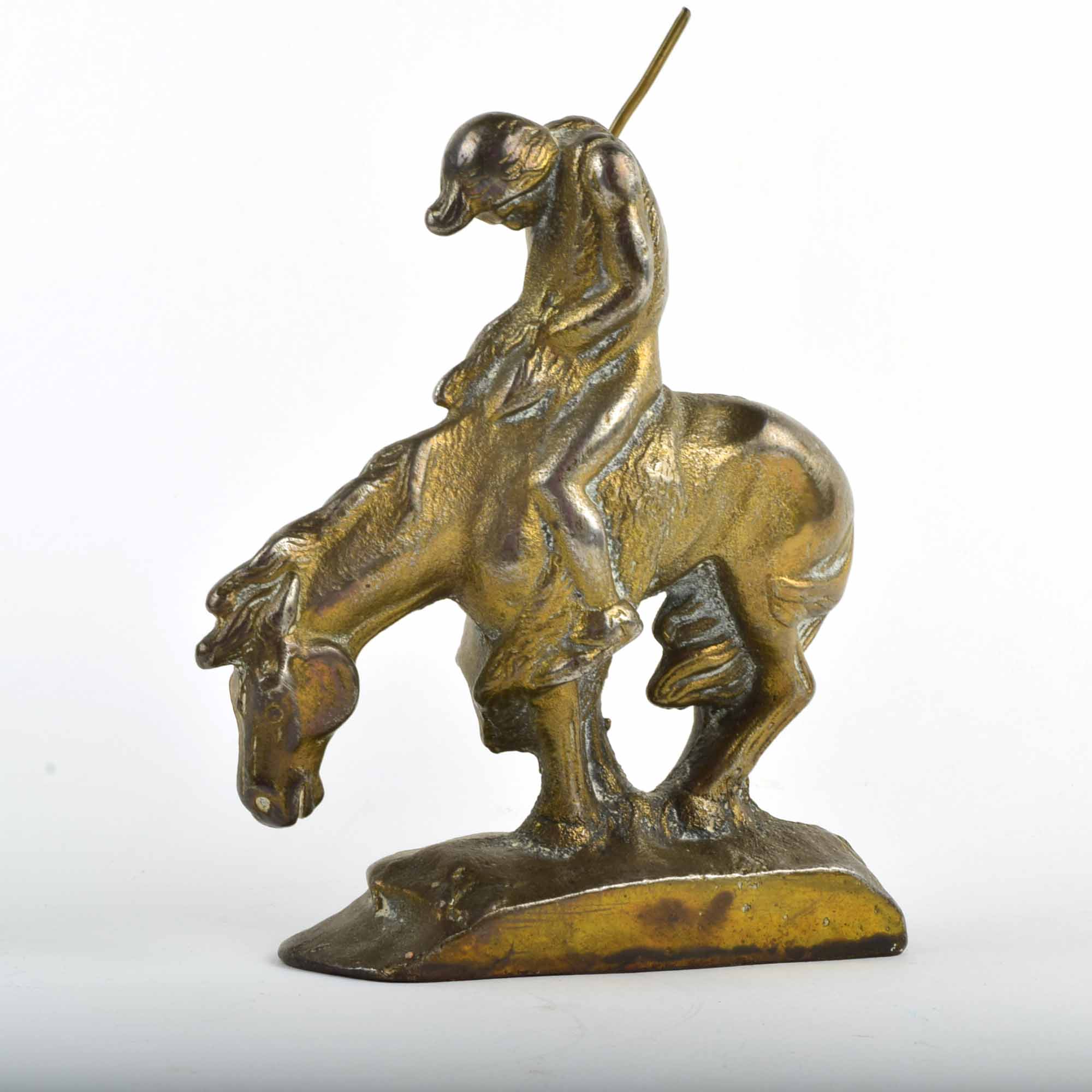 1920's Bronze "End of the Trail" Bookend of Indian and Horse