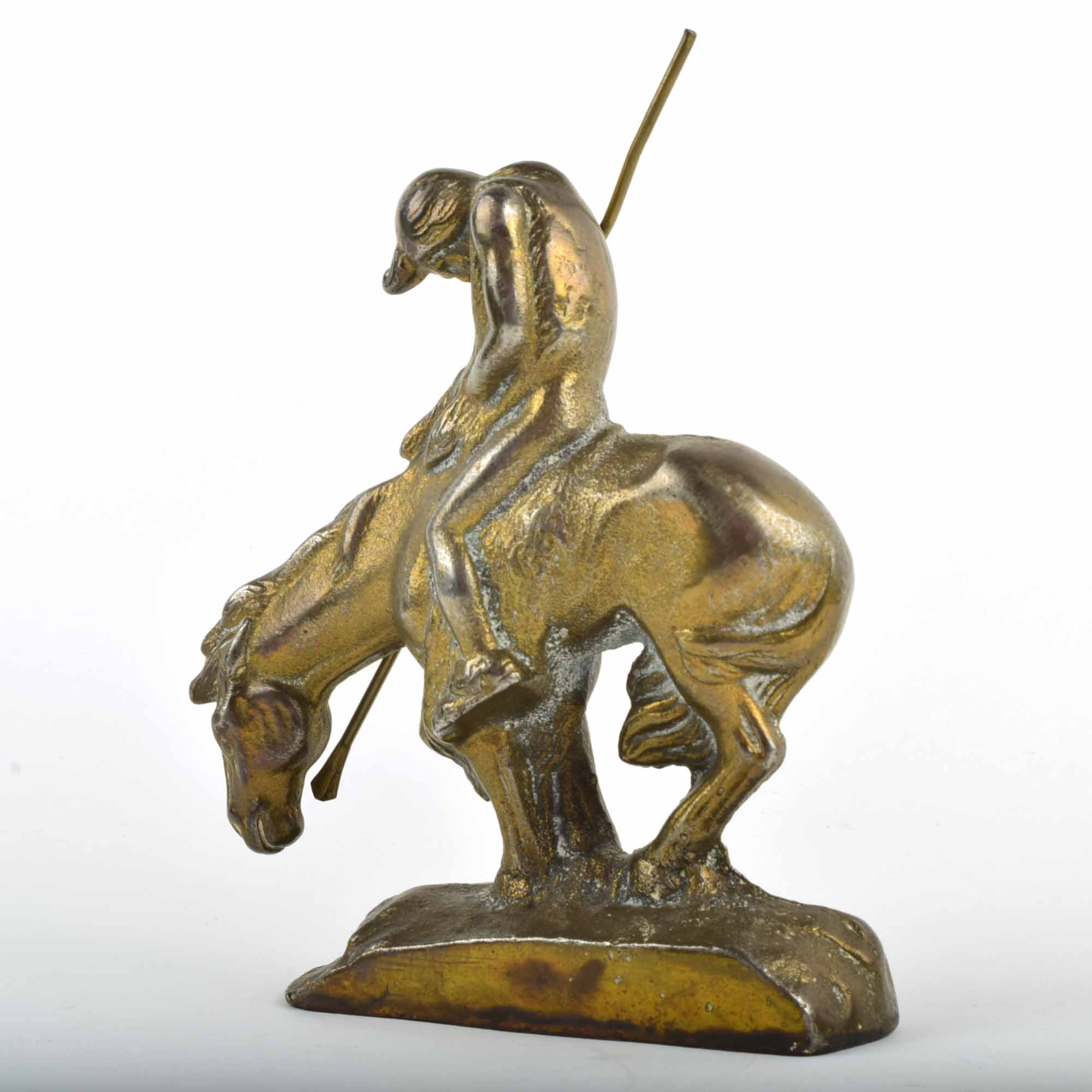 1920's Bronze "End of the Trail" Bookend of Indian and Horse