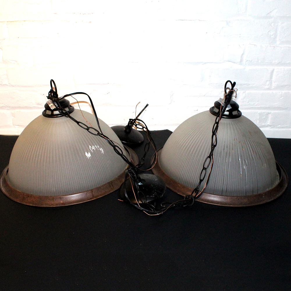 Pair of Ribbed Dome Light Fixtures