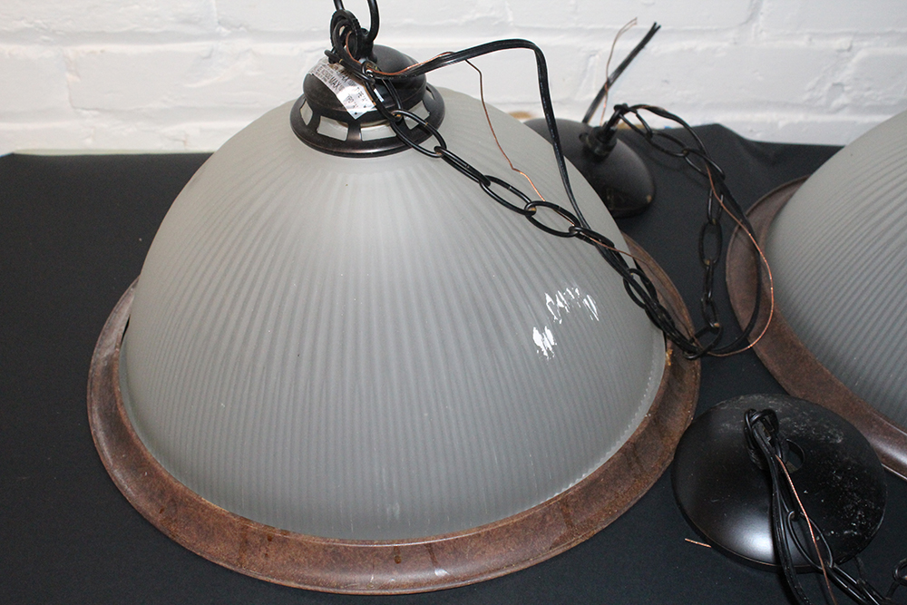 Pair of Ribbed Dome Light Fixtures