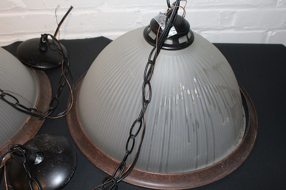 Pair of Ribbed Dome Light Fixtures