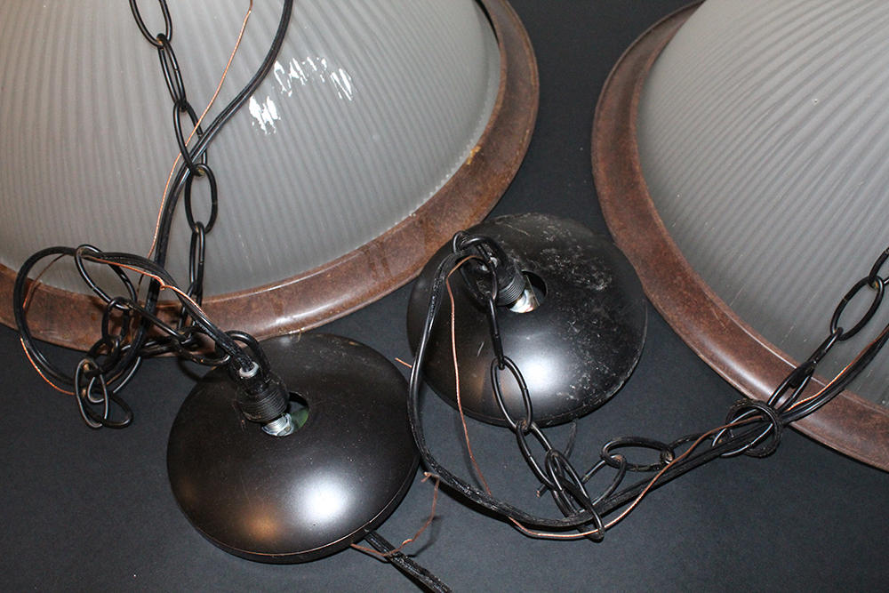 Pair of Ribbed Dome Light Fixtures