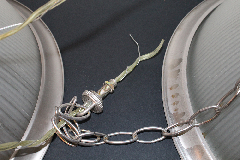 Collection of Ribbed Glass Dome Pendant Light Fixtures