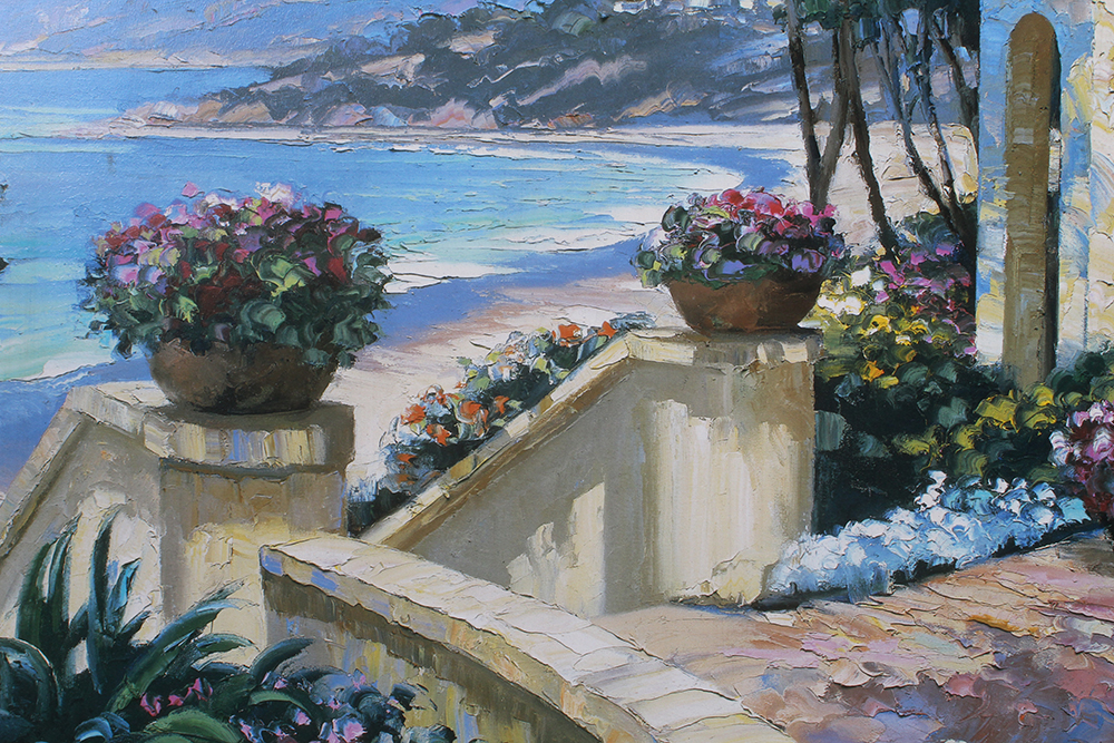 Howard Behrens "Promenade to the Sea" Embellished Giclée