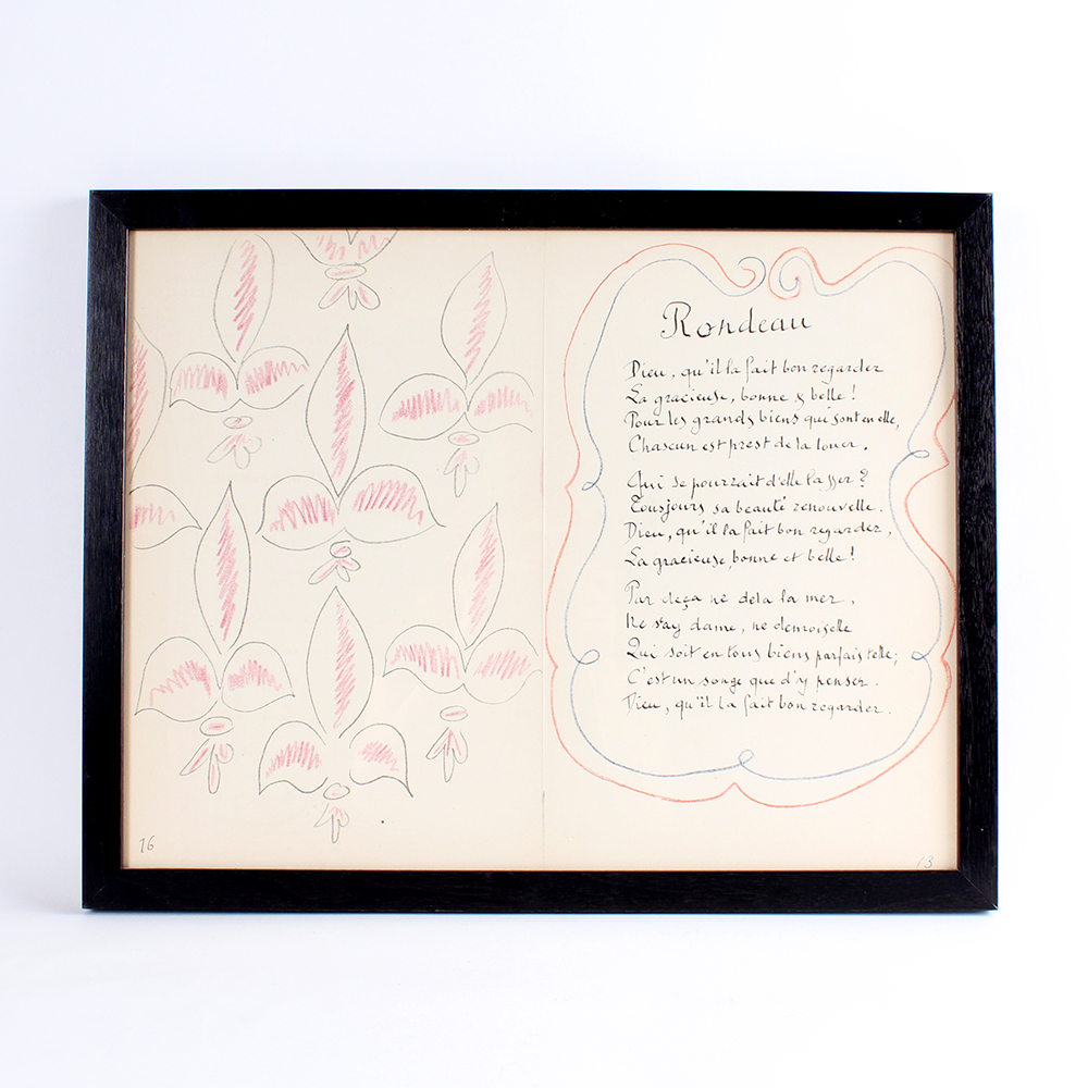 Double Sided Lithograph Pages of "Poemes de Charles d'Orleans" by Henri Matisse
