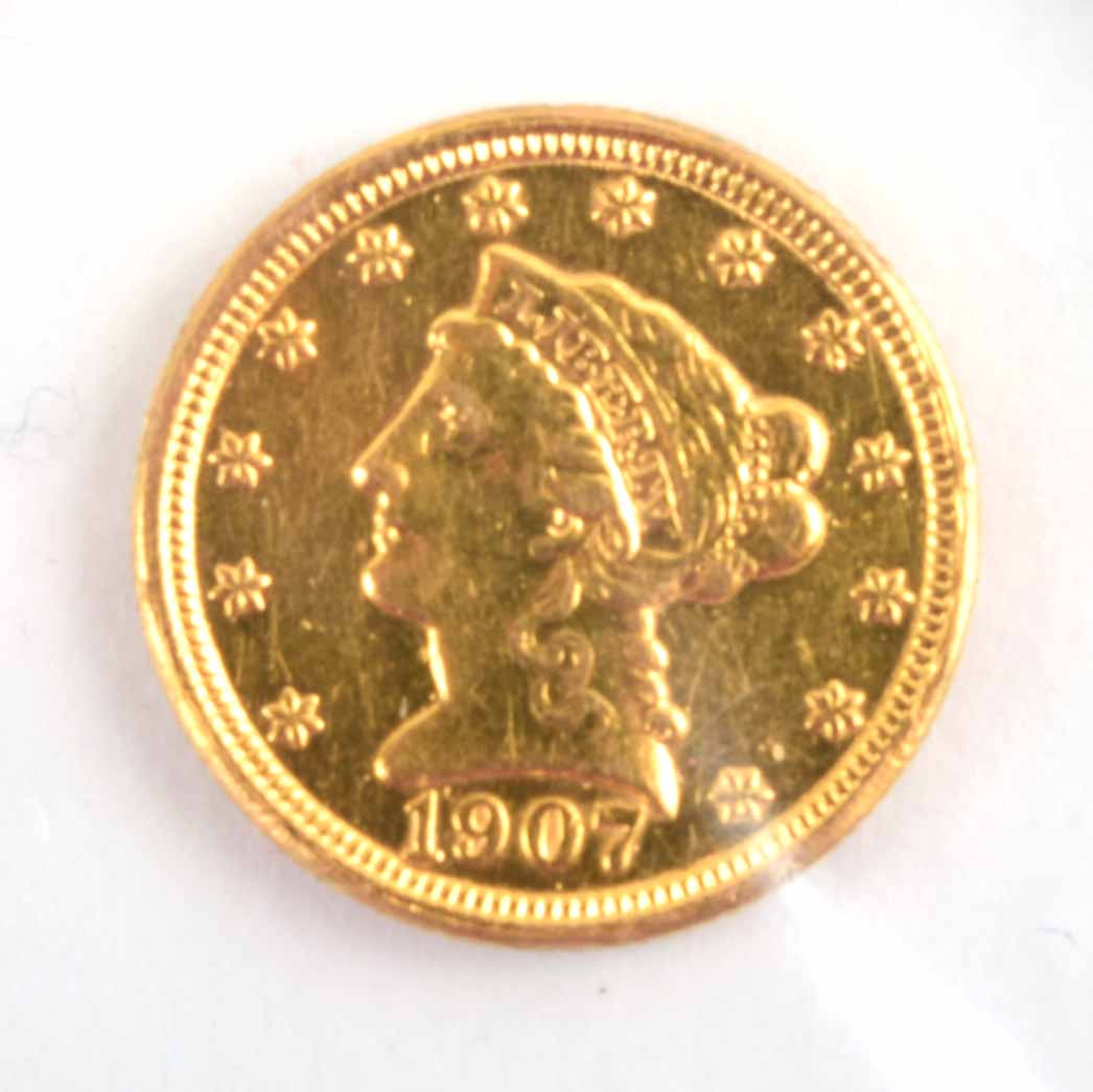 1907 Liberty Head 2 1/2 D Quarter Eagle Gold Coin