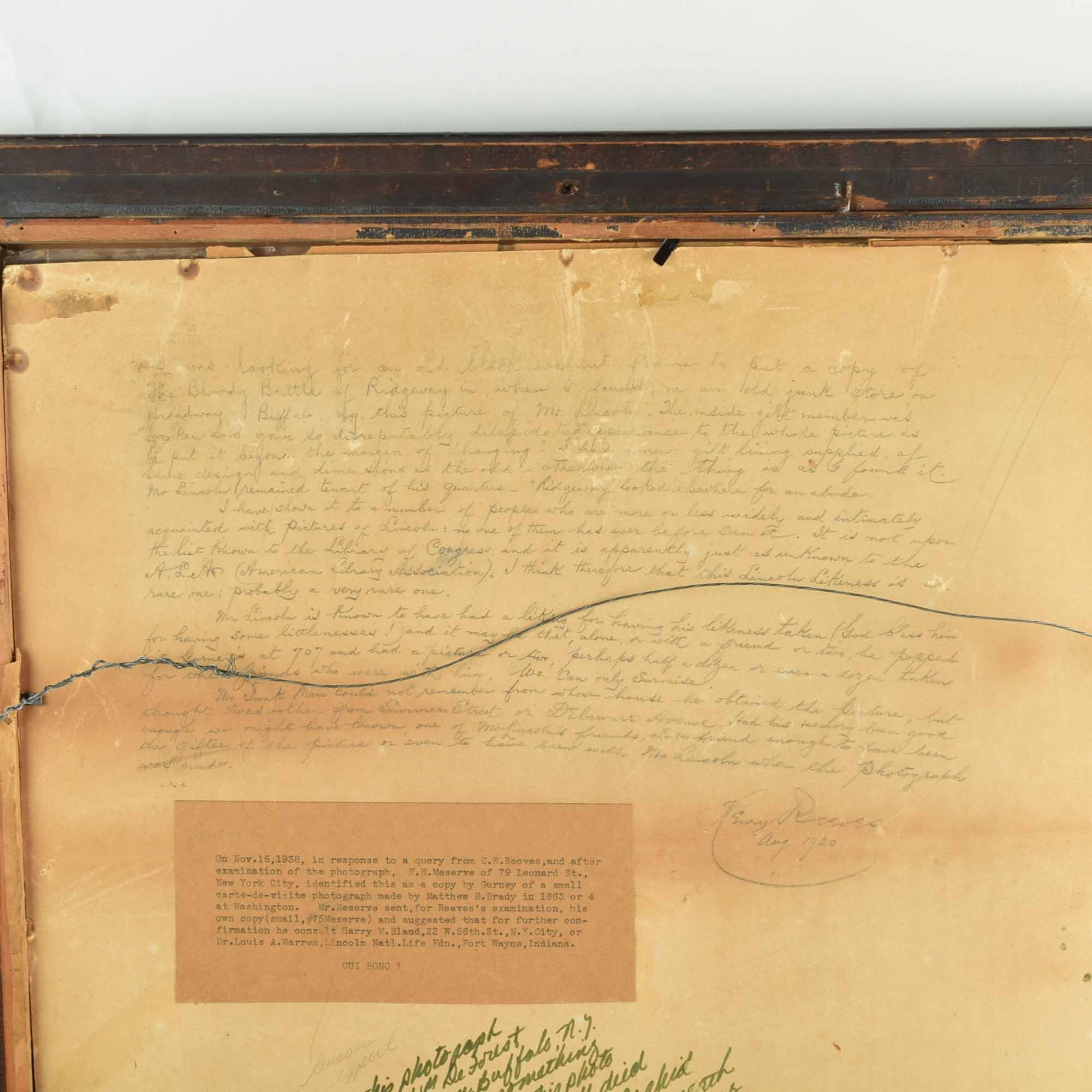 Antique Mathew Brady Abraham Lincoln Large Photographic Portrait