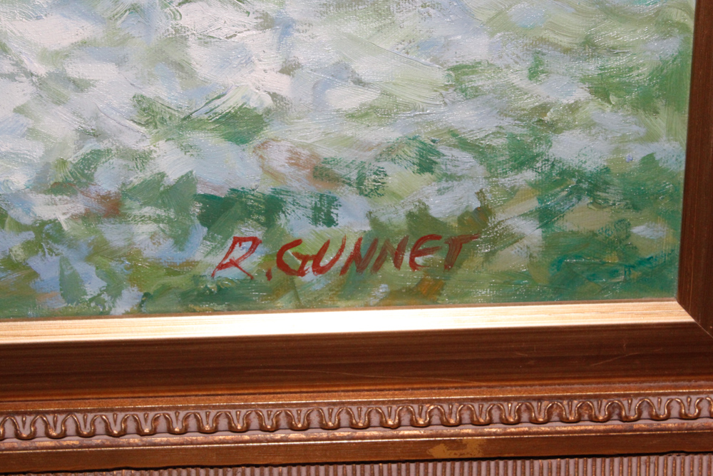 R. Gunnet Signed Impressionist Oil on Canvas Painting