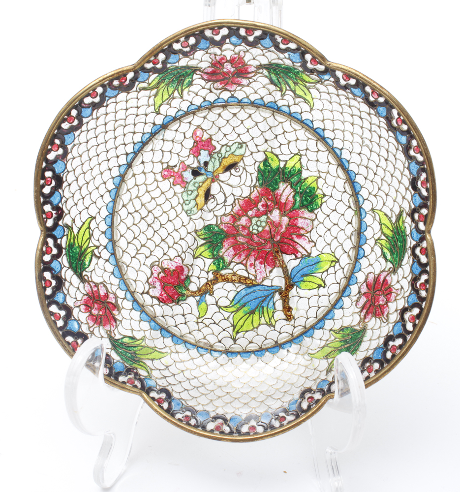 Chinese Blossoms of the Four Seasons Translucent Cloisonne Collector Plates