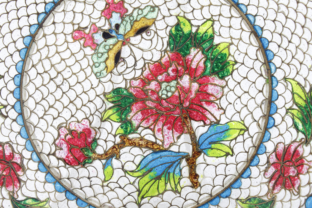 Chinese Blossoms of the Four Seasons Translucent Cloisonne Collector Plates