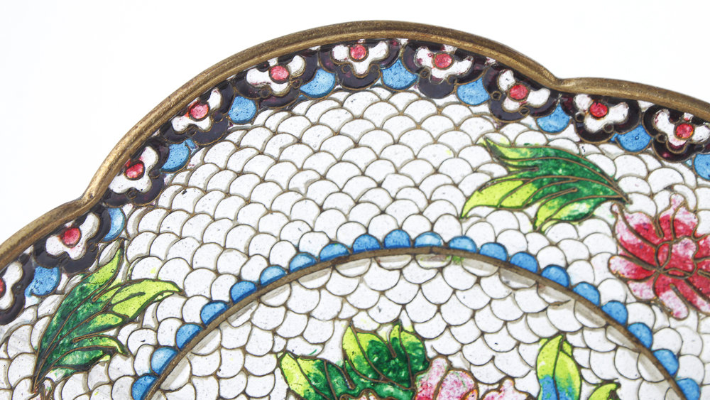 Chinese Blossoms of the Four Seasons Translucent Cloisonne Collector Plates