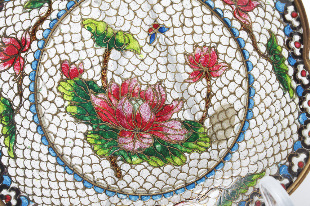 Chinese Blossoms of the Four Seasons Translucent Cloisonne Collector Plates