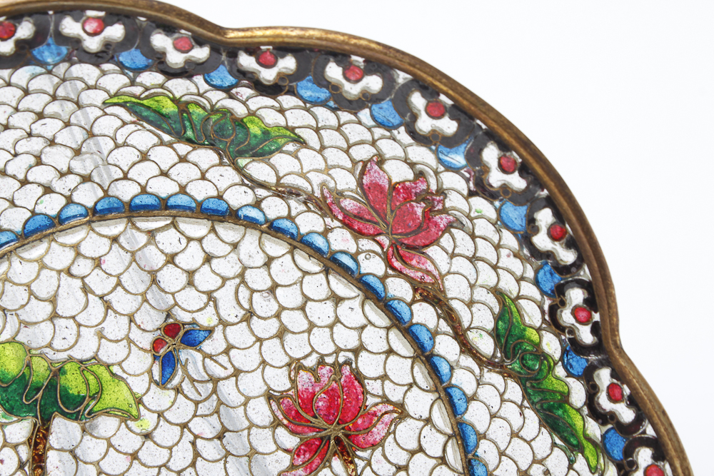 Chinese Blossoms of the Four Seasons Translucent Cloisonne Collector Plates