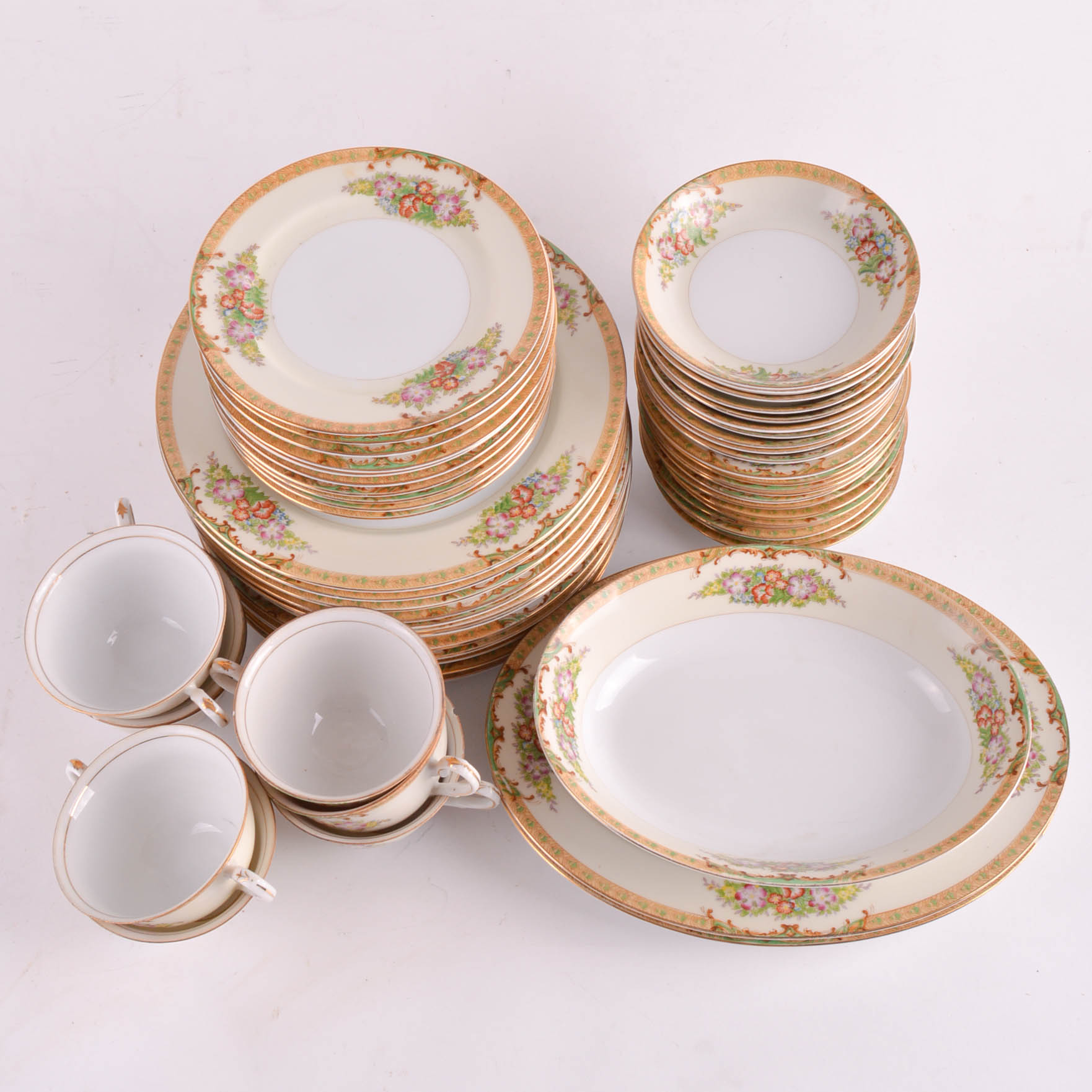 Hand Painted Floral Diamond China Set