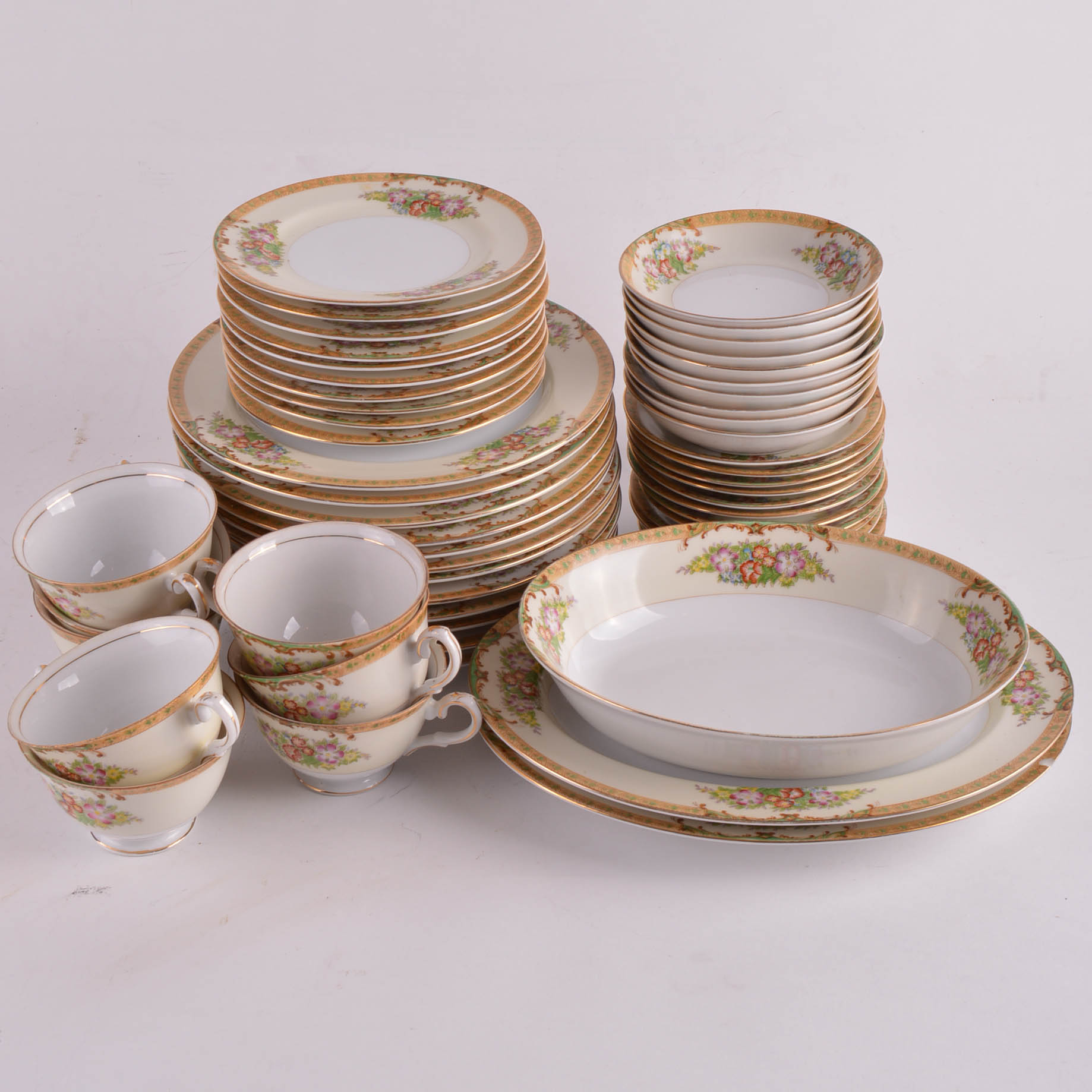 Hand Painted Floral Diamond China Set