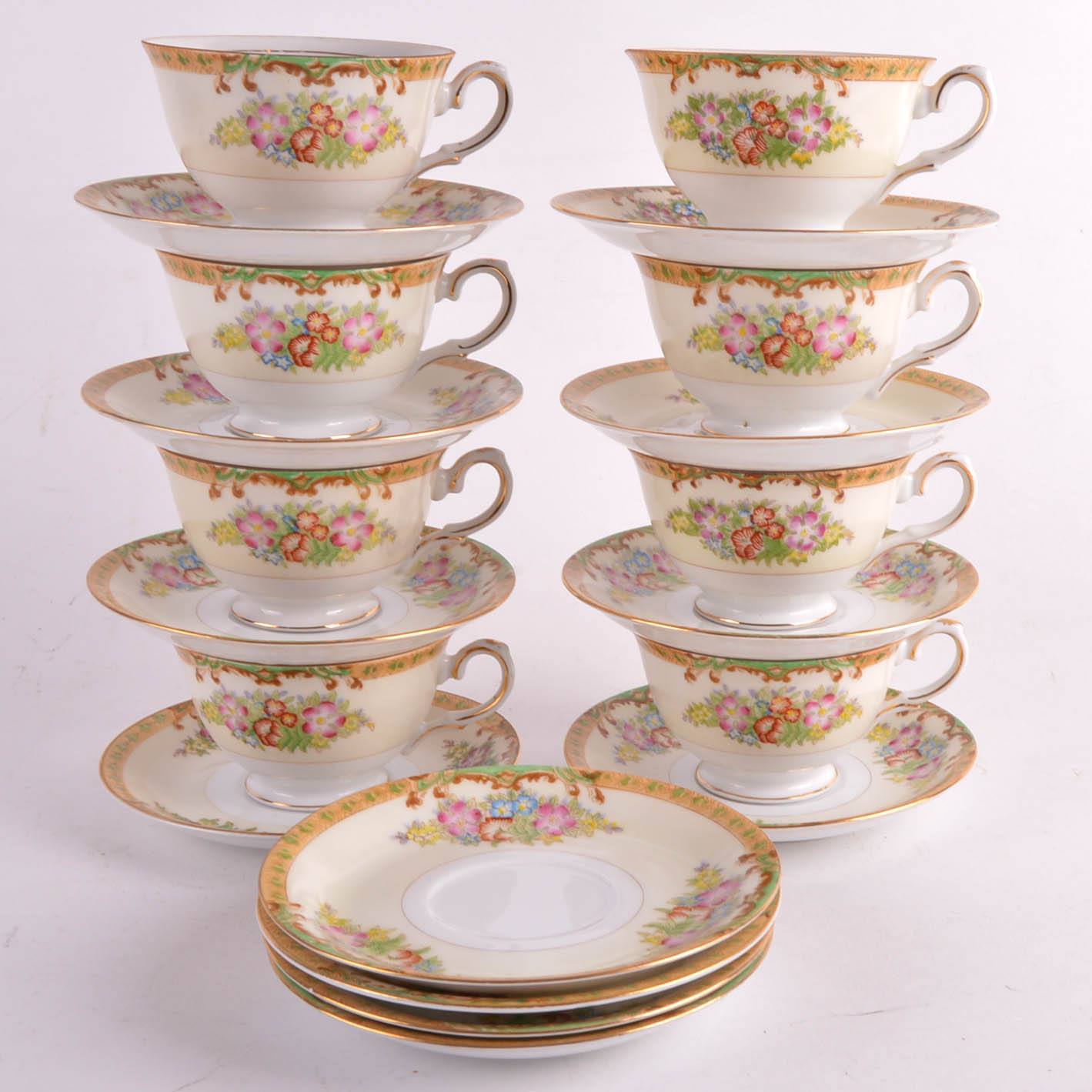 Hand Painted Floral Diamond China Set