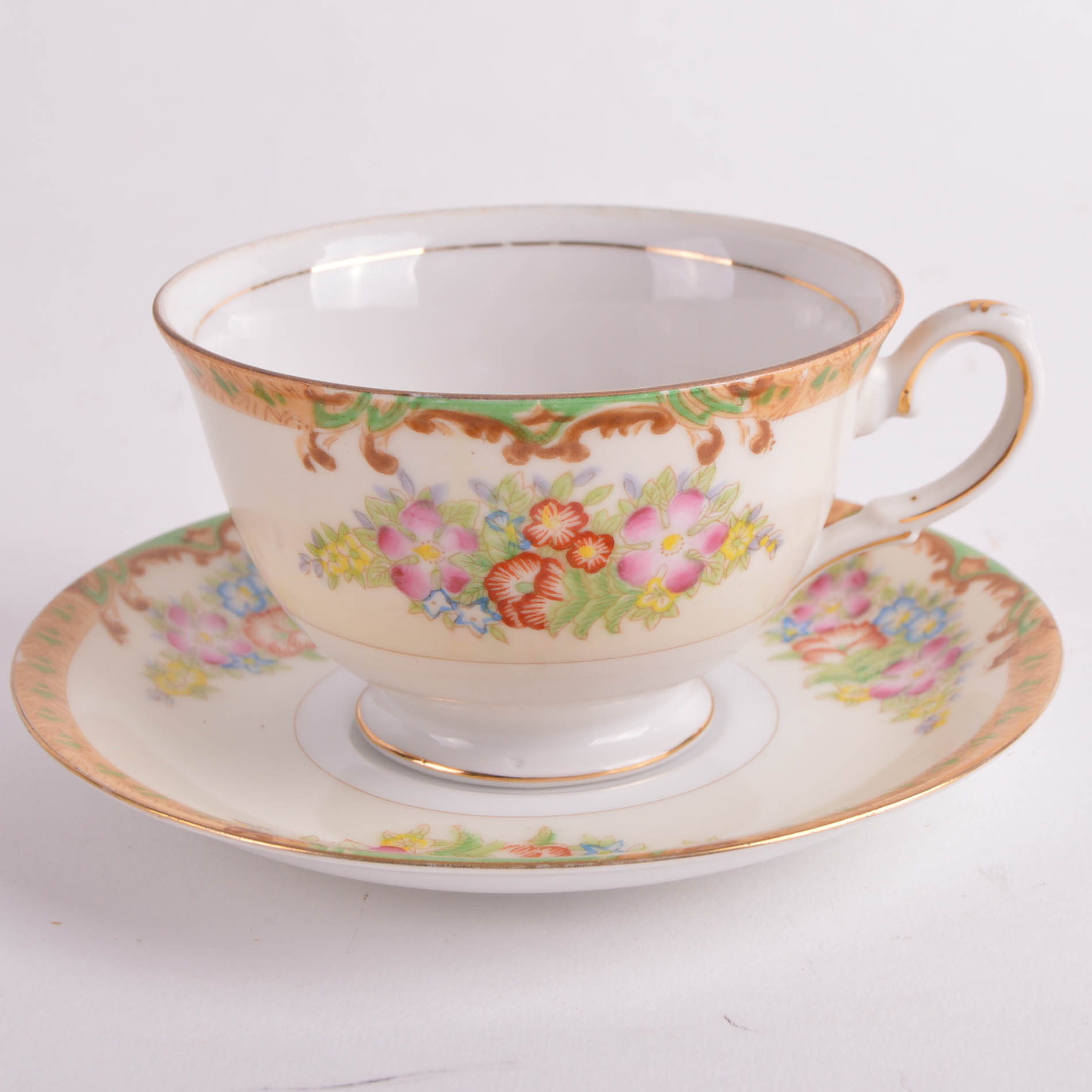Hand Painted Floral Diamond China Set