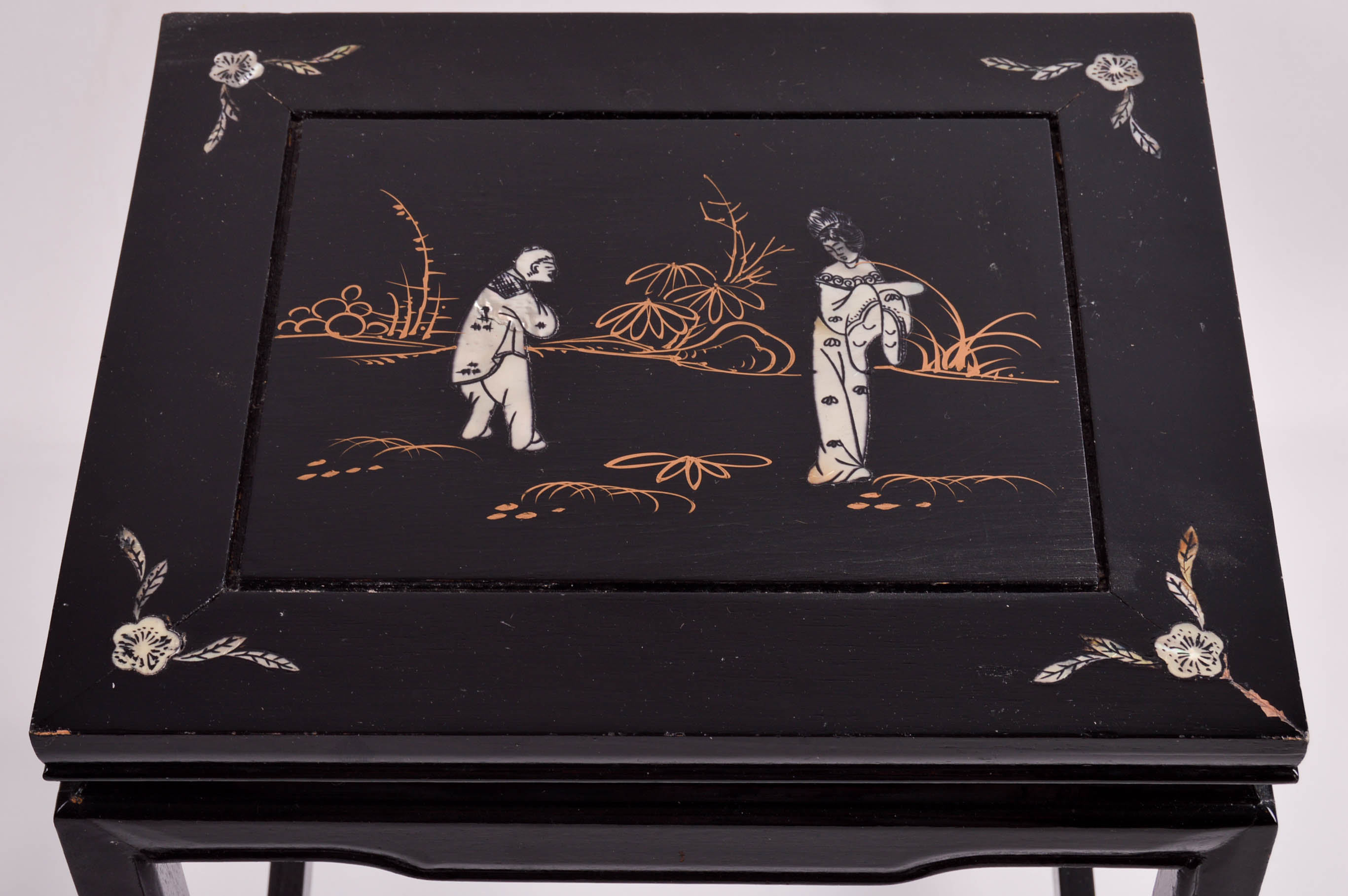 Asian Style Enameled Nesting Tables
