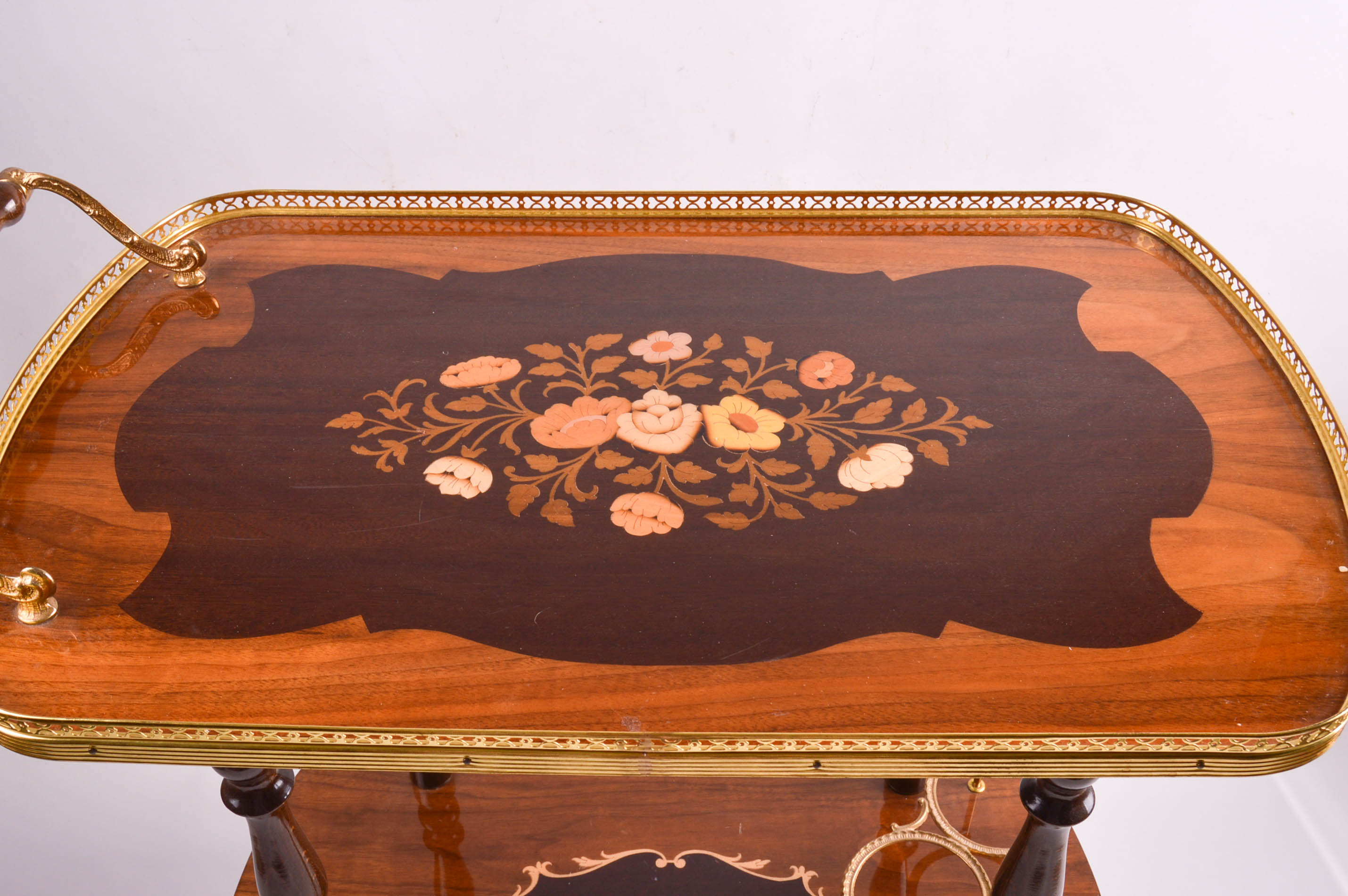 Vintage Wooden Rolling Bar Cart