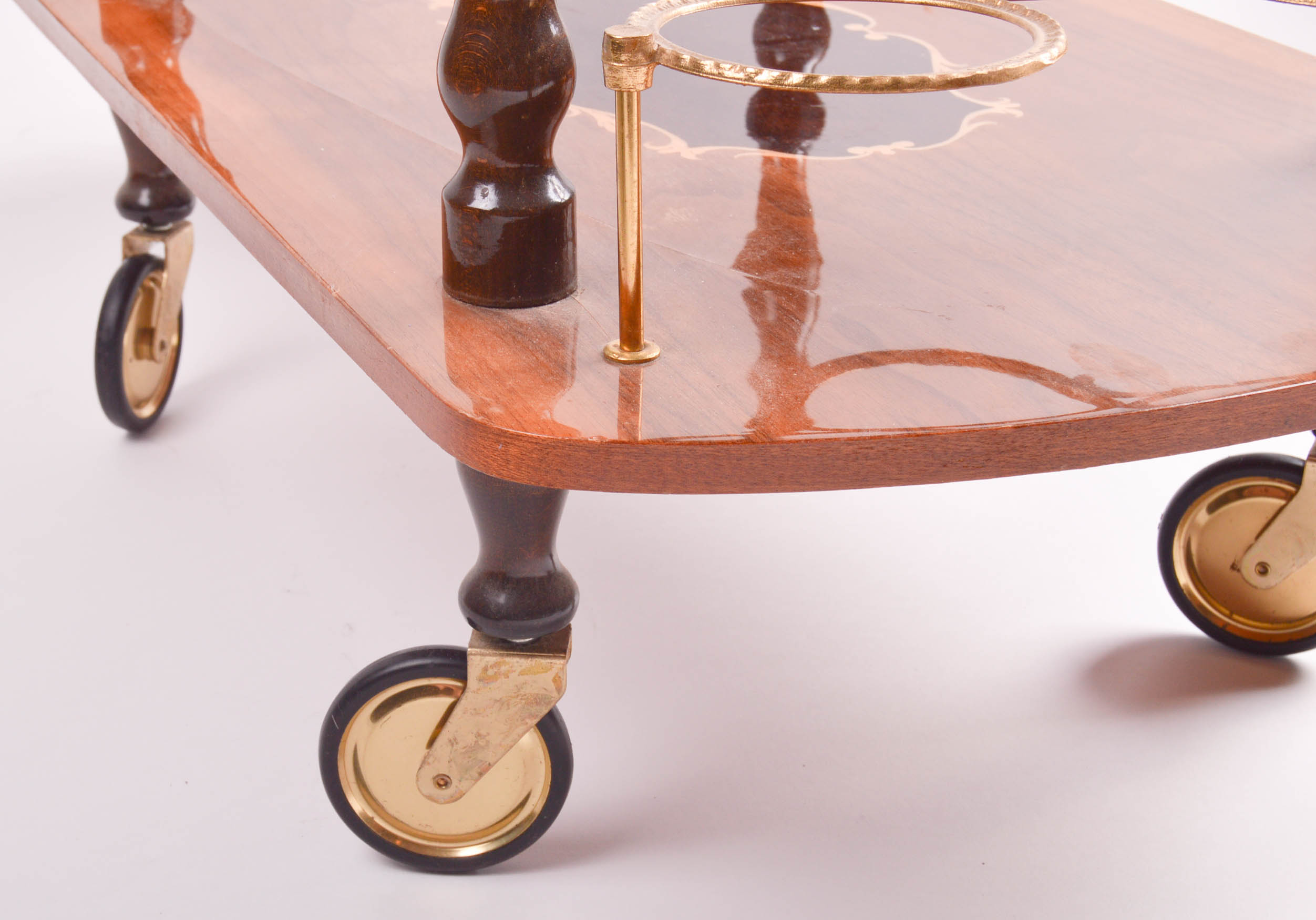 Vintage Wooden Rolling Bar Cart