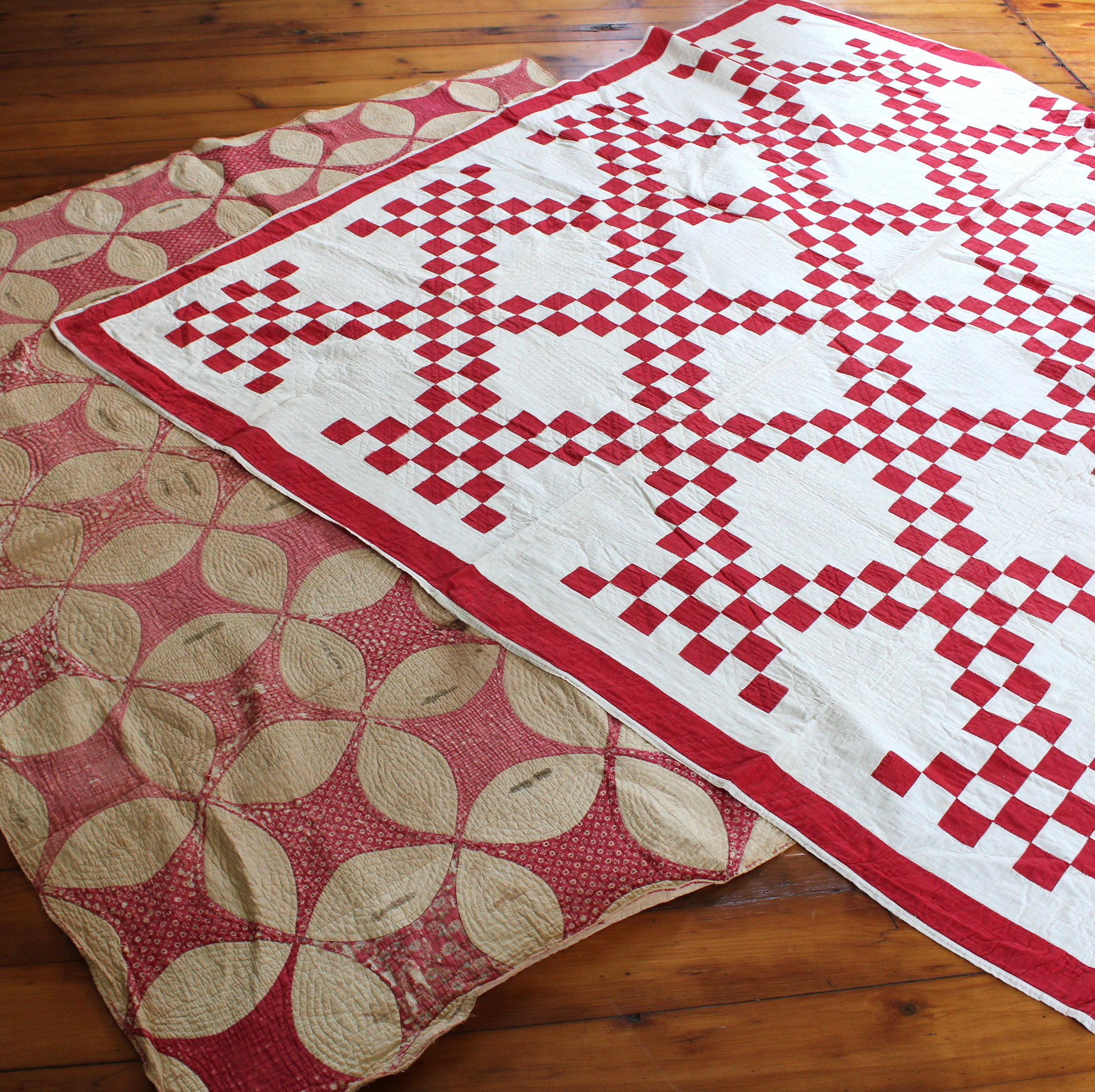 Antique Album Quilt and Vintage Irish Chain Quilt
