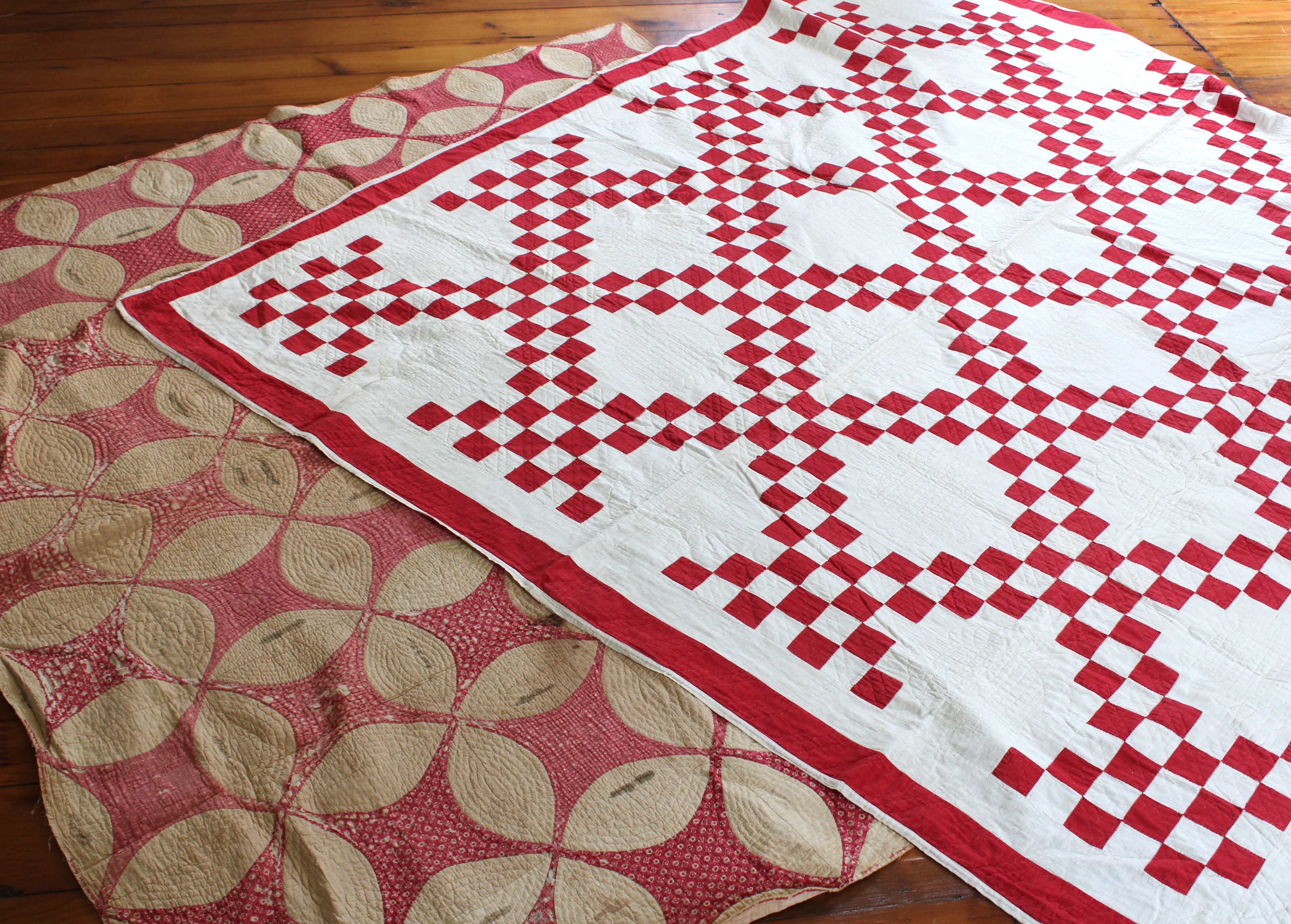 Antique Album Quilt and Vintage Irish Chain Quilt