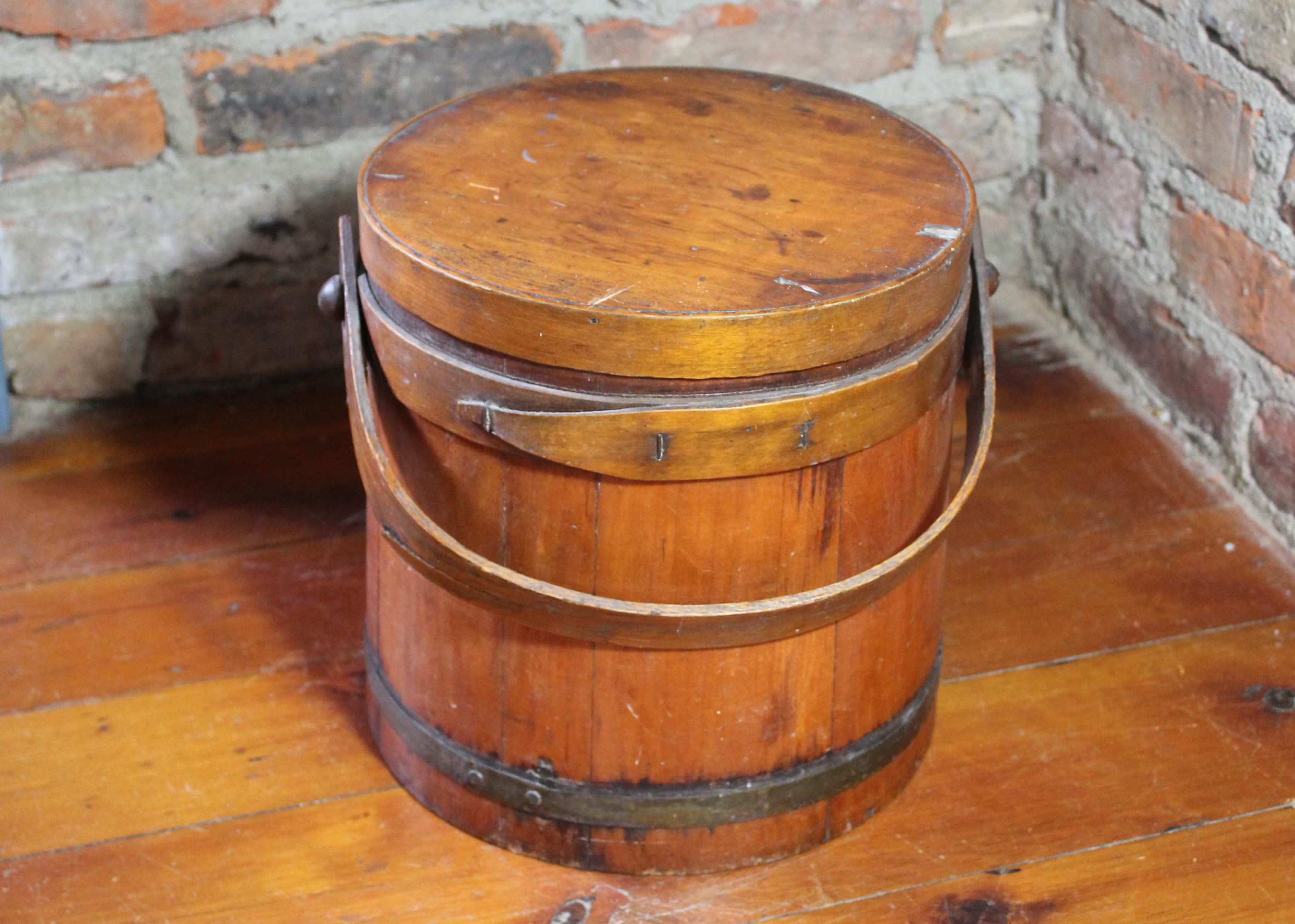 Antique Shaker Bucket and Wood Potato Masher