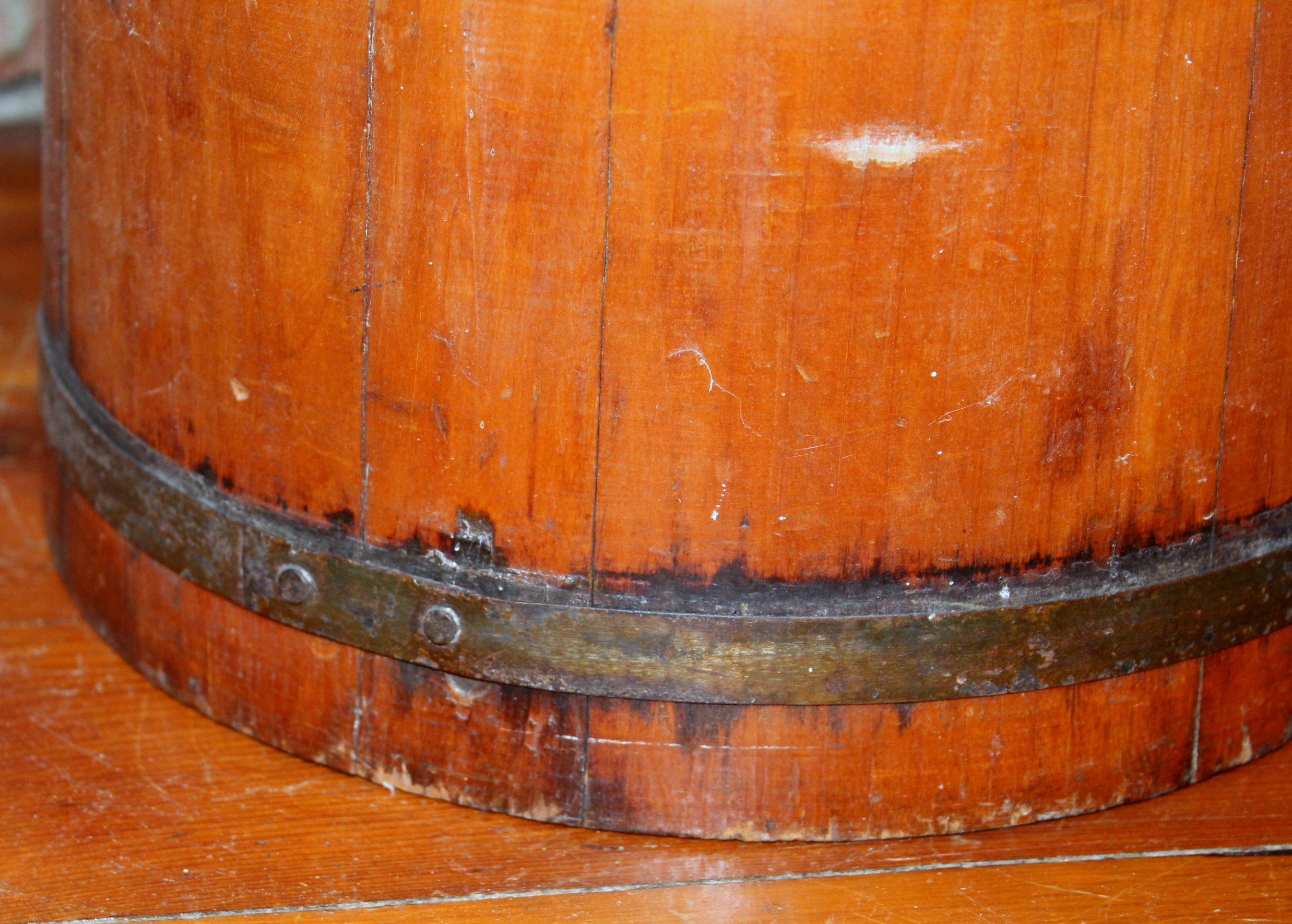 Antique Shaker Bucket and Wood Potato Masher