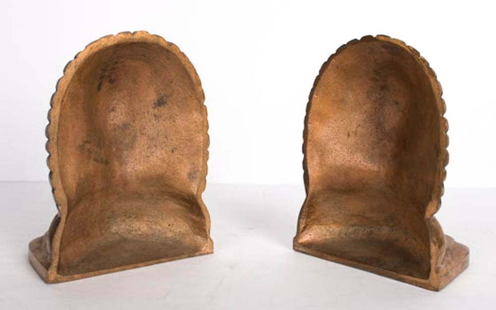 Cast Metal Native American Bust Bookends