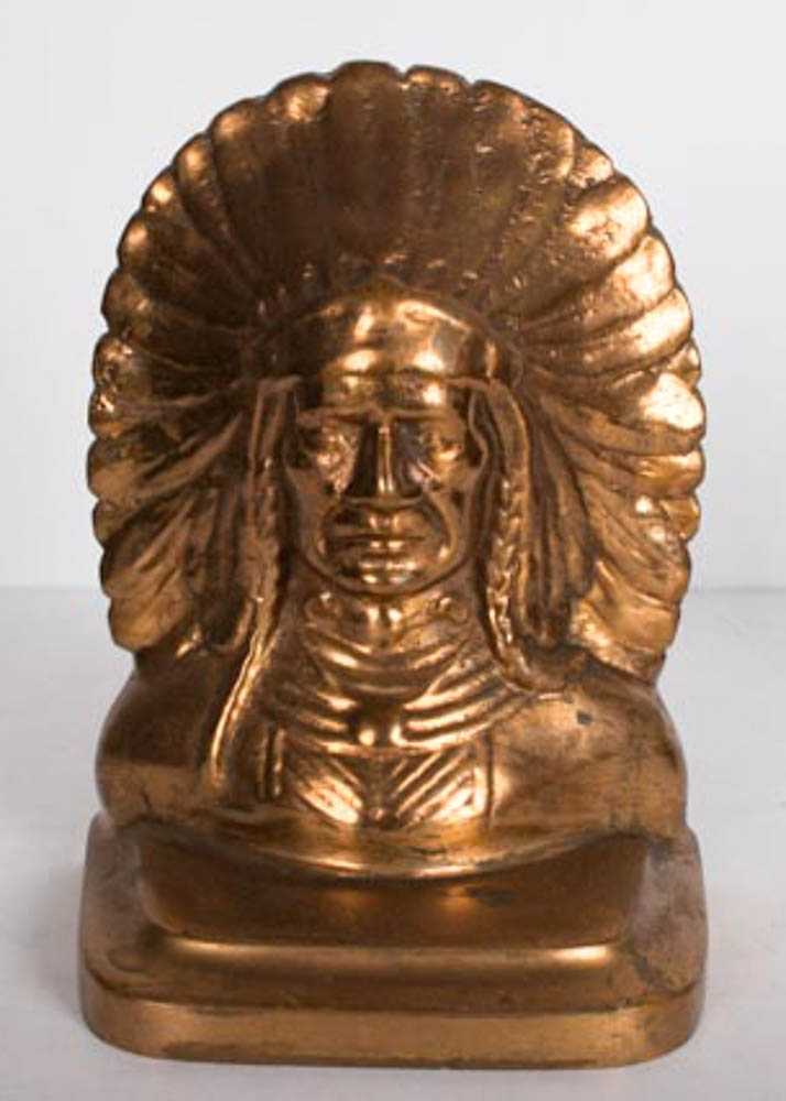 Cast Metal Native American Bust Bookends