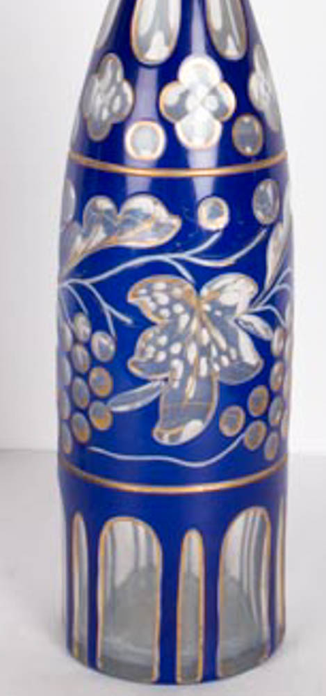 Blue and Gold Bohemian Glass Decanters