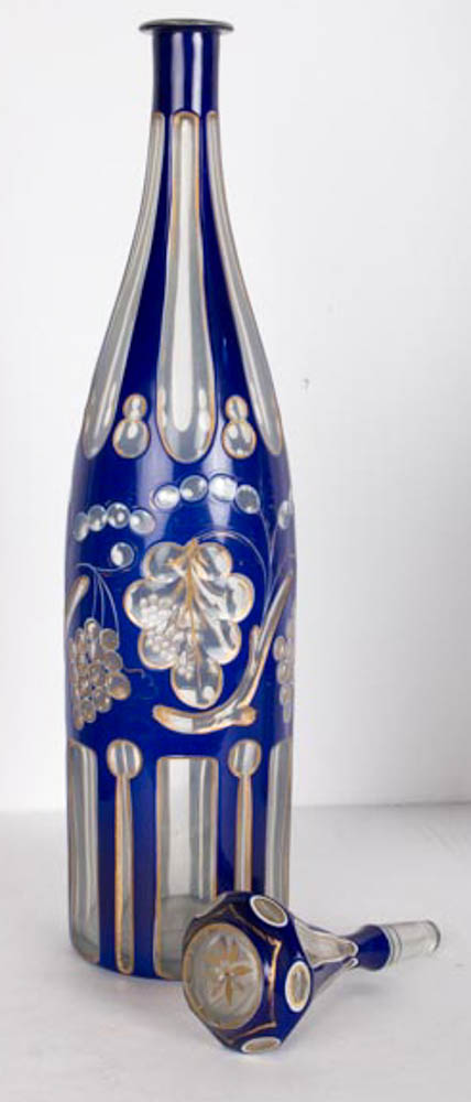 Blue and Gold Bohemian Glass Decanters