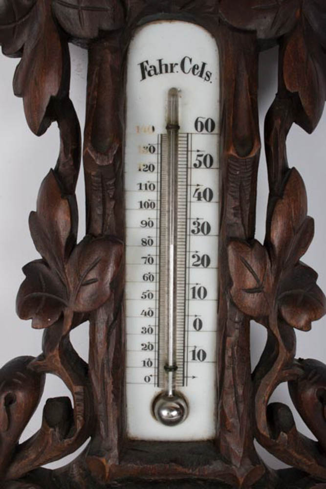 Vintage Hand-Carved Barometer and Thermometer Wall Hanging