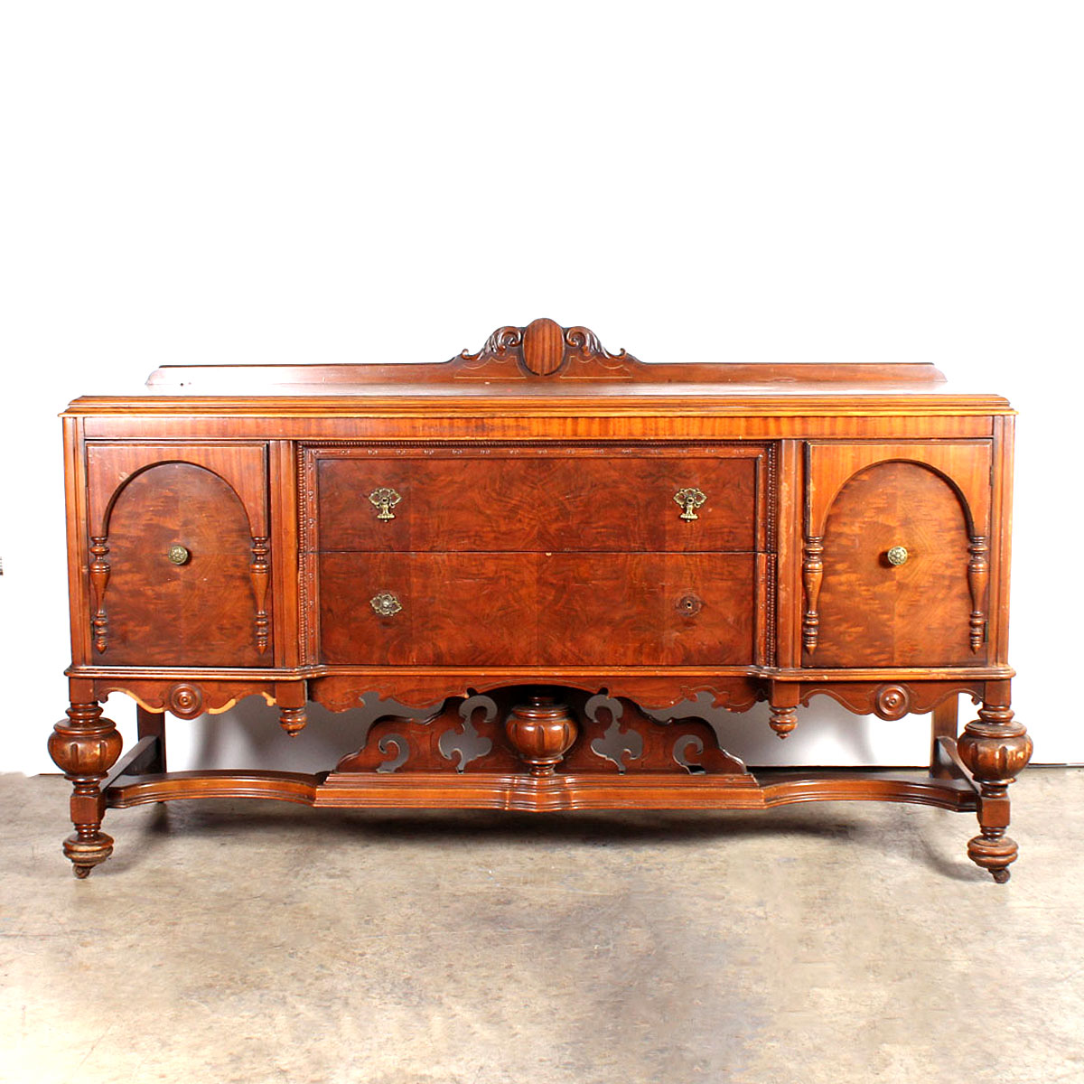 Antique Mahogany Buffet with Carved Base