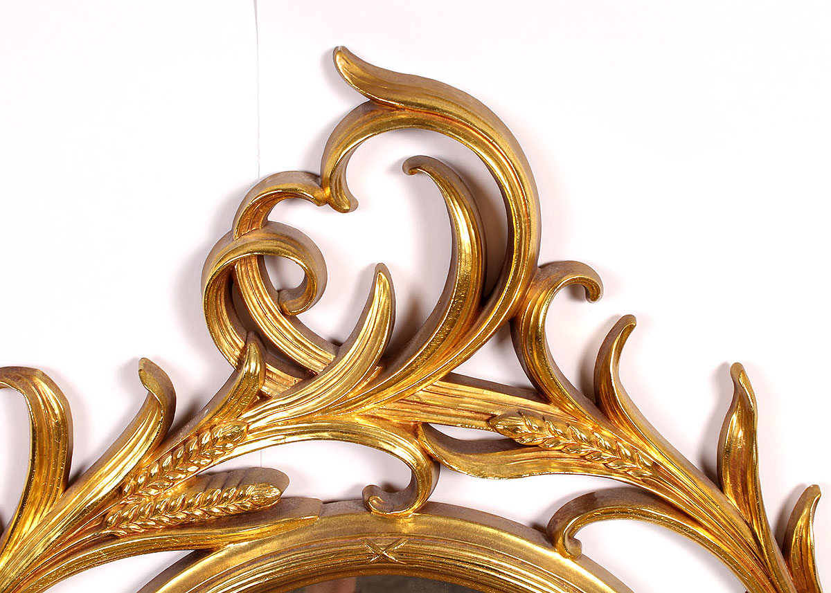 Rococo Style Wall Mirror with Wheat Details