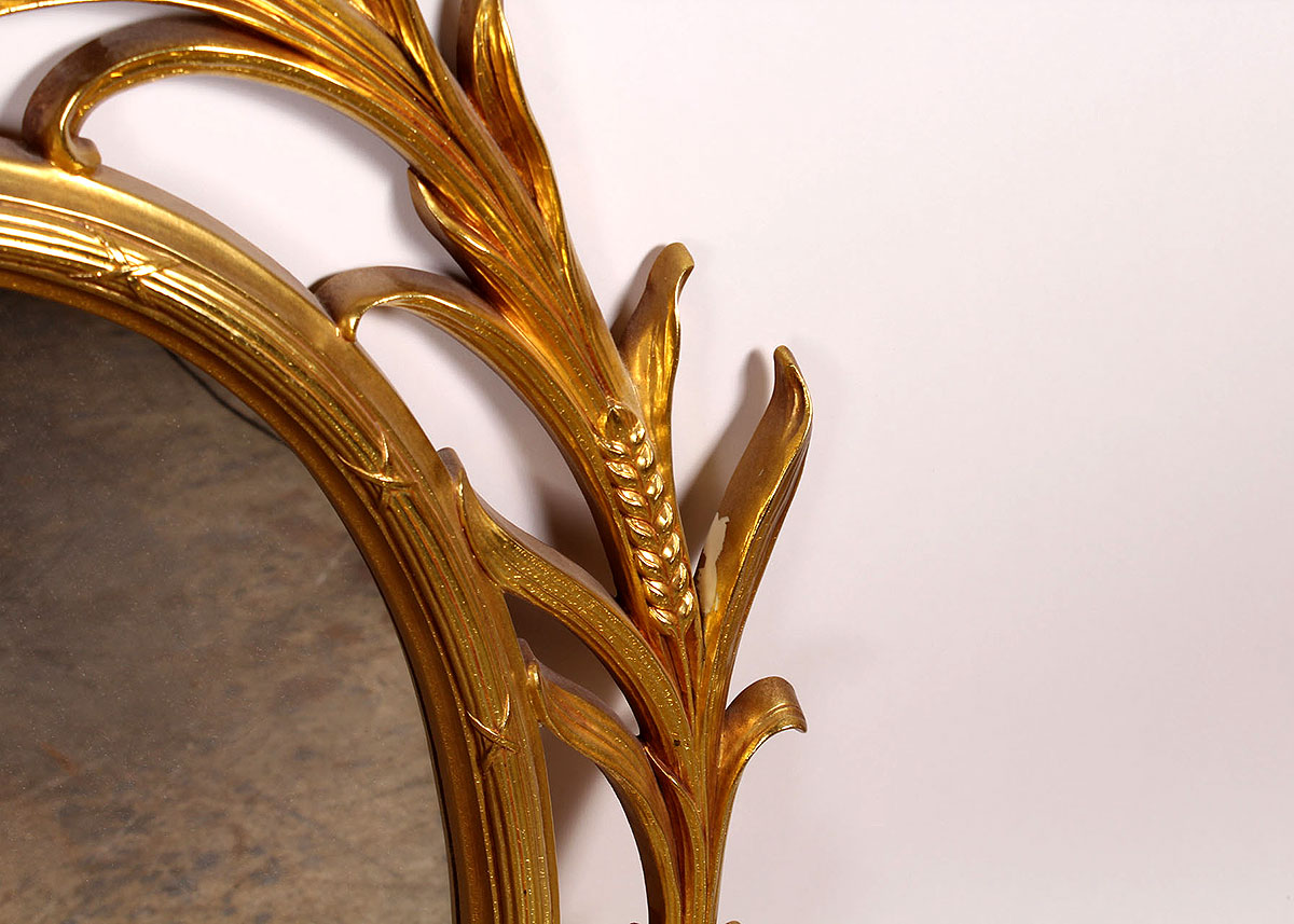Rococo Style Wall Mirror with Wheat Details