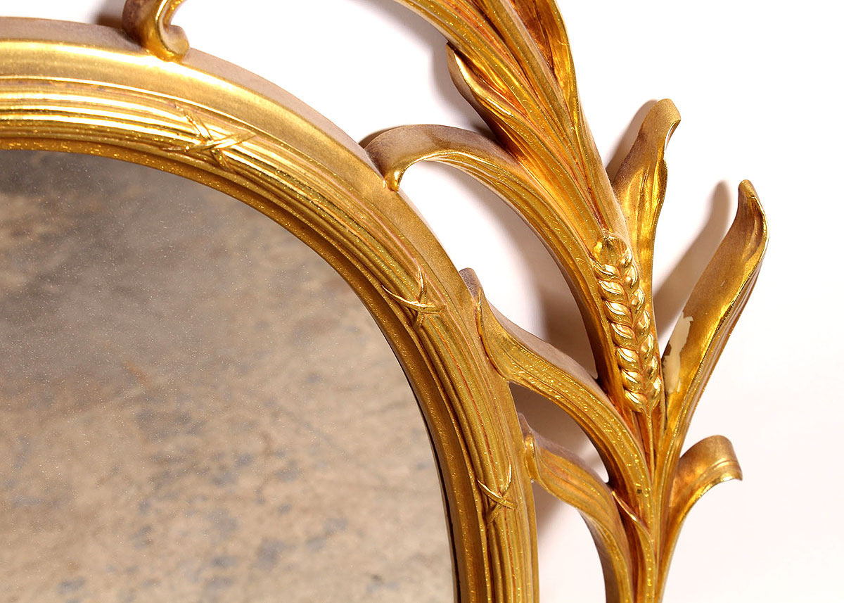 Rococo Style Wall Mirror with Wheat Details