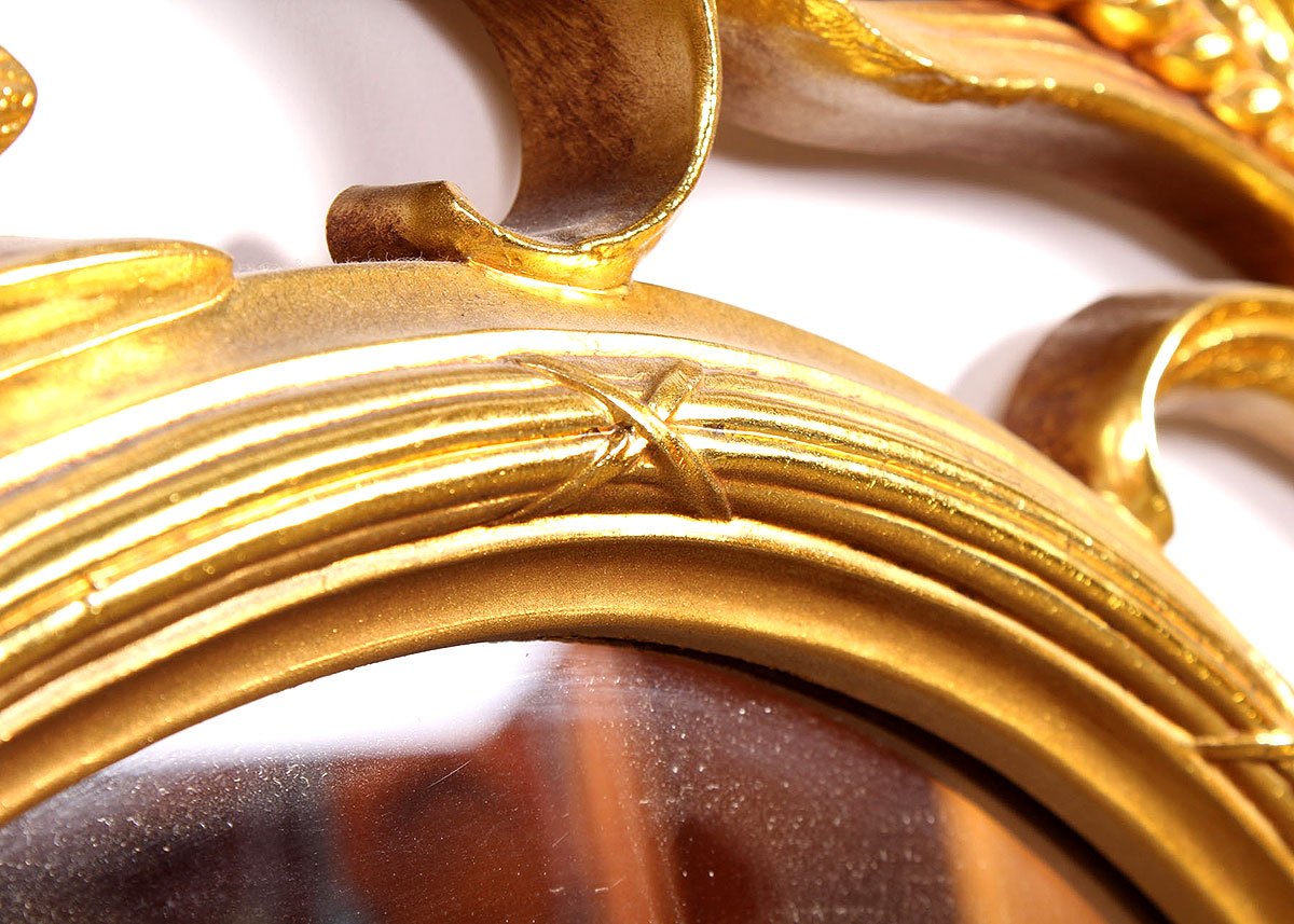 Rococo Style Wall Mirror with Wheat Details