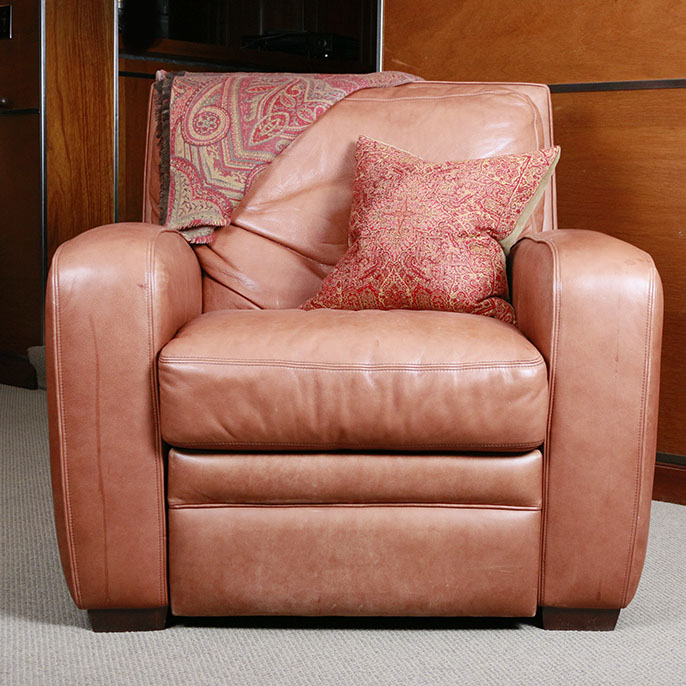 Crate and store barrel leather recliner