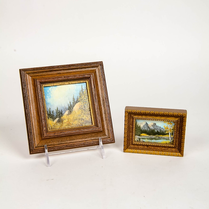 Pair of Marion Duncan Miniature Oil Paintings