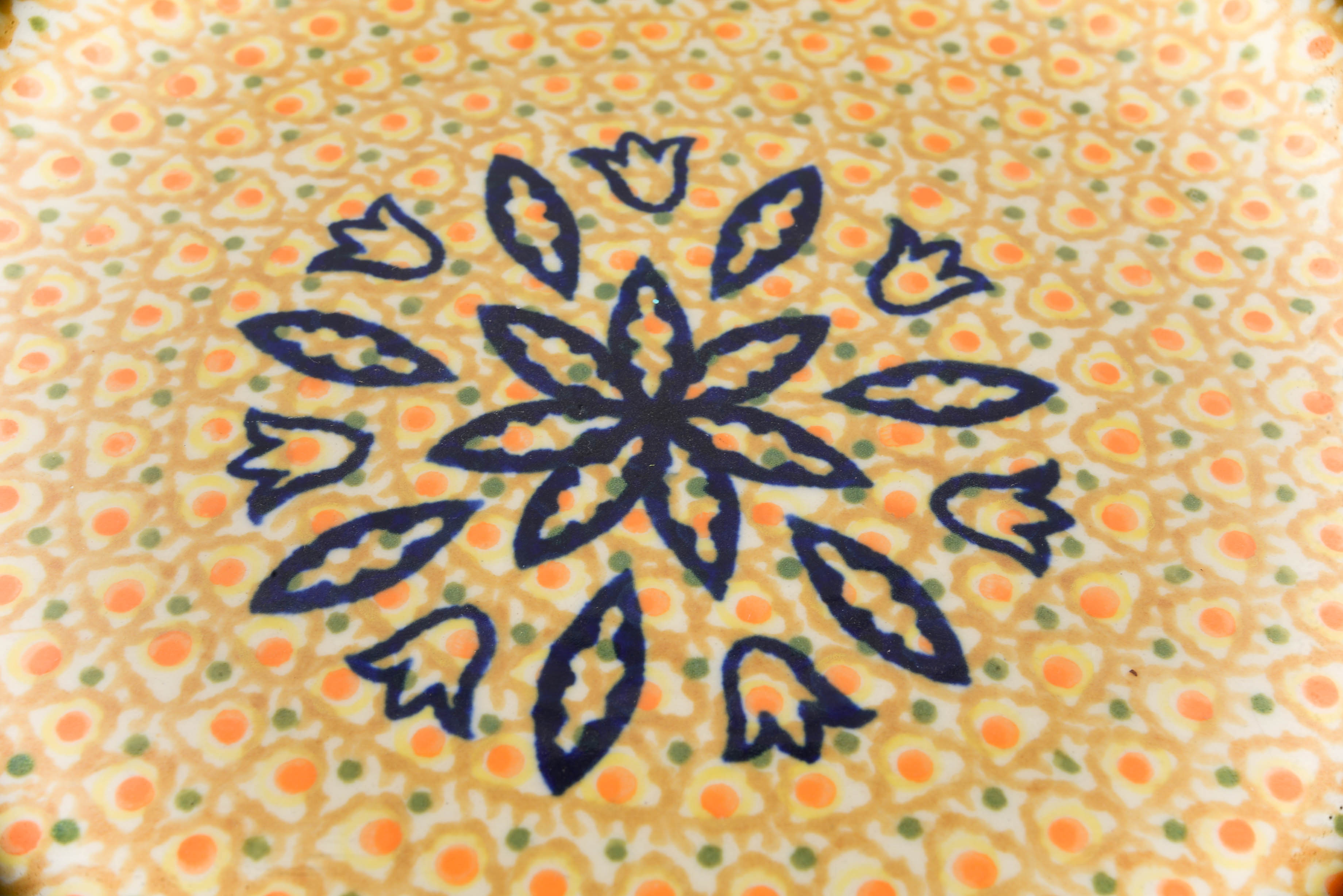 Hand Painted & Signed Boleslawiec Unikat Polish Pottery Bowl with Handles