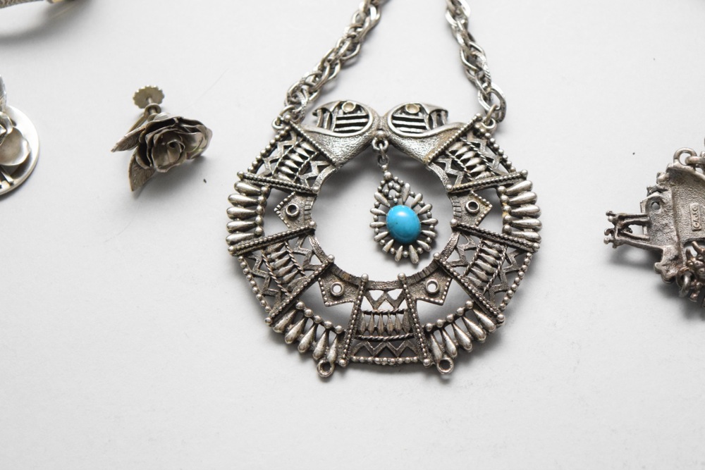 Vintage Silver Tone Signed Costume Jewelry, Including Sarah Coventry and Hamilton Watch