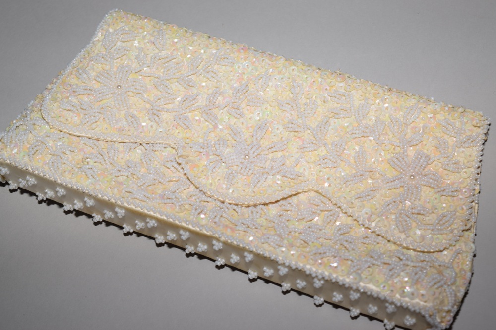 Vintage Scarves and Beaded Clutch, Including Signed Nicole Miller