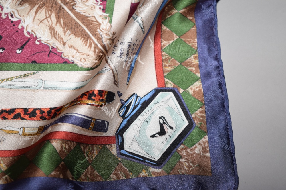 Vintage Scarves and Beaded Clutch, Including Signed Nicole Miller