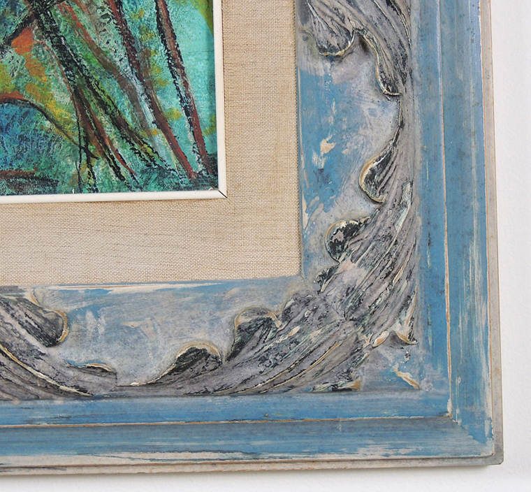 Signed June Bellamy Oil on Wood   Titled "Gli Uccelli"