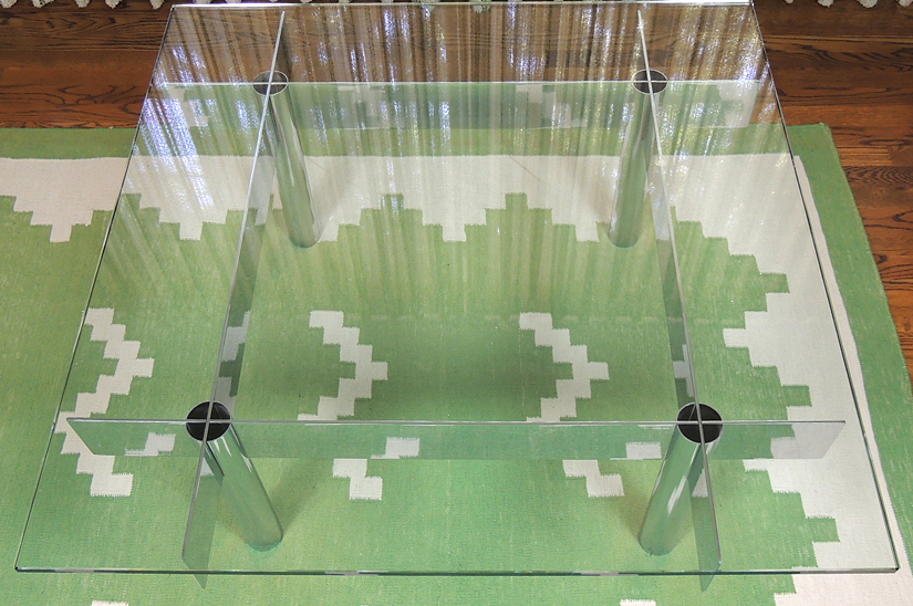 Contemporary Glass Top Coffee Table with Polished Chrome Base