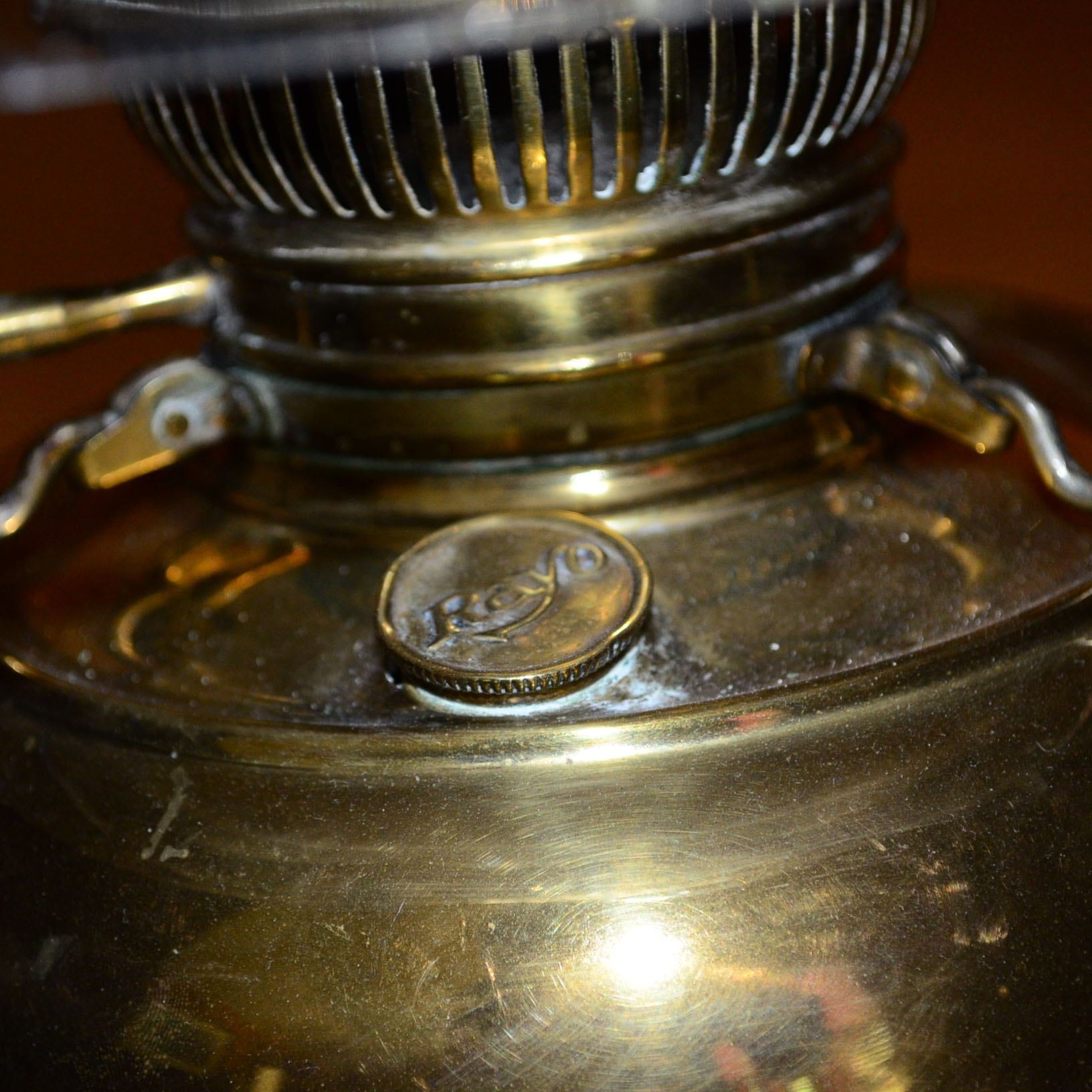 Antique Electrified Rayo Brass Oil Lamp