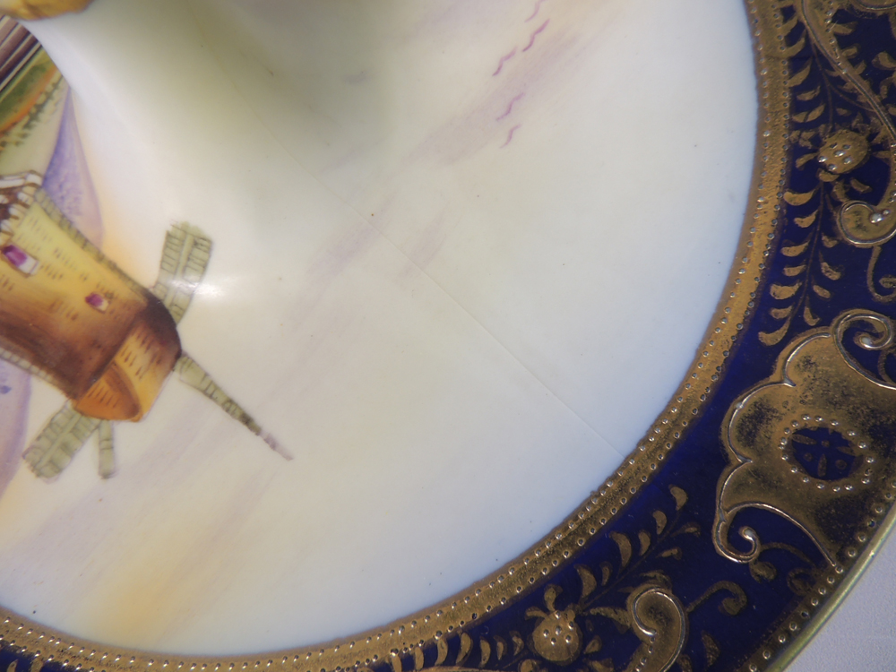 Vintage Isco Hand Painted Coaster Set with Signed Hand Painted Serving Dish