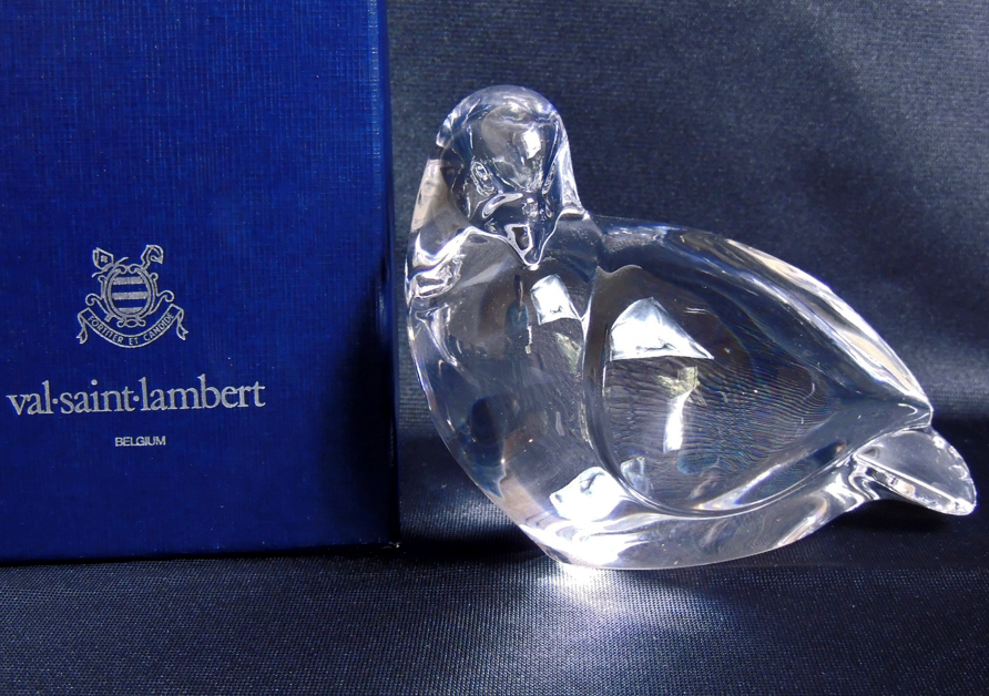 Val-Saint-Lambert Signed DeSousa Crystal Dove Figurine