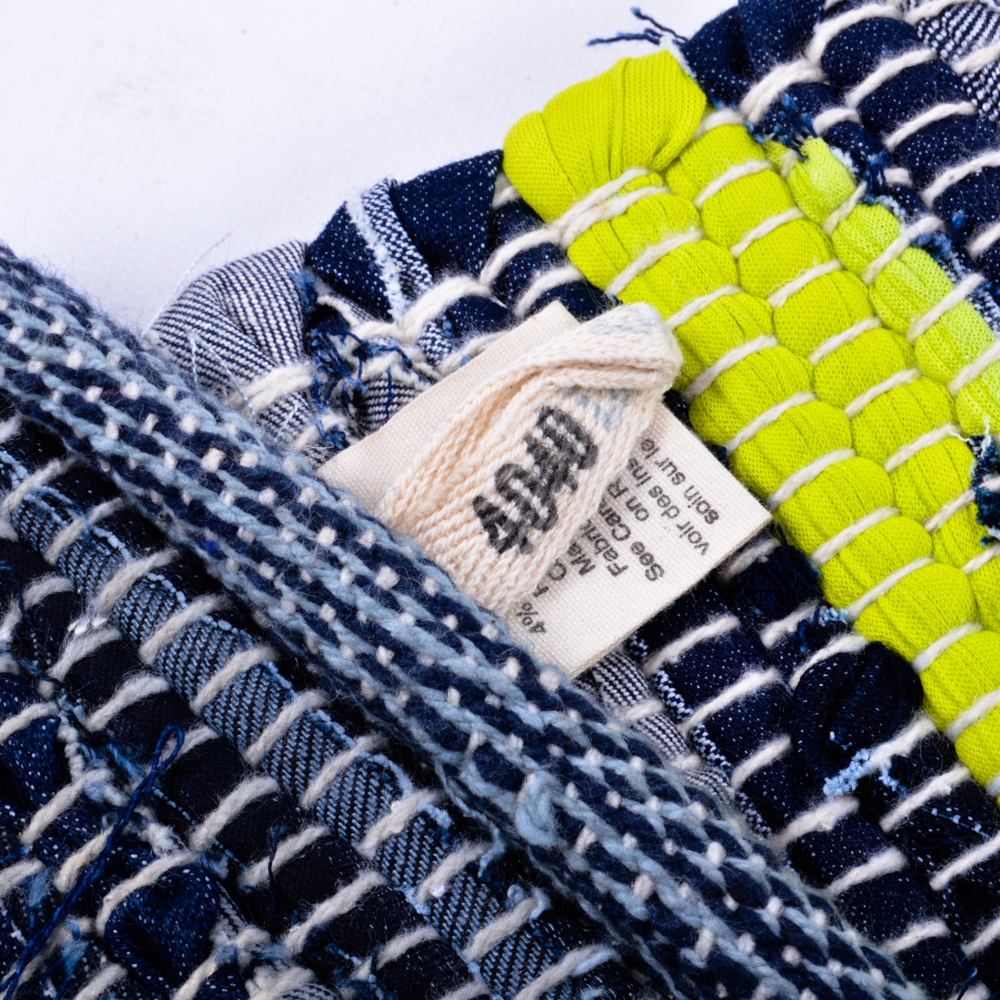 Rag Rug in Blue and Bright Yellow